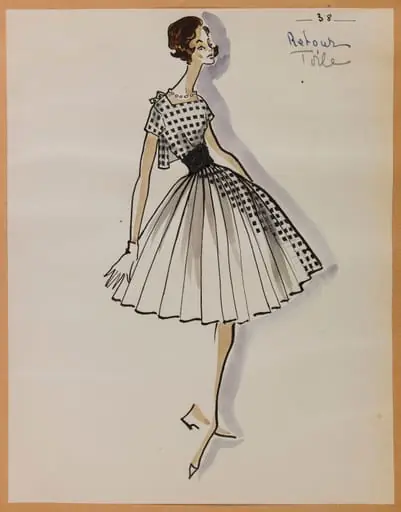 Robe plissée blanche à motif de carré noir