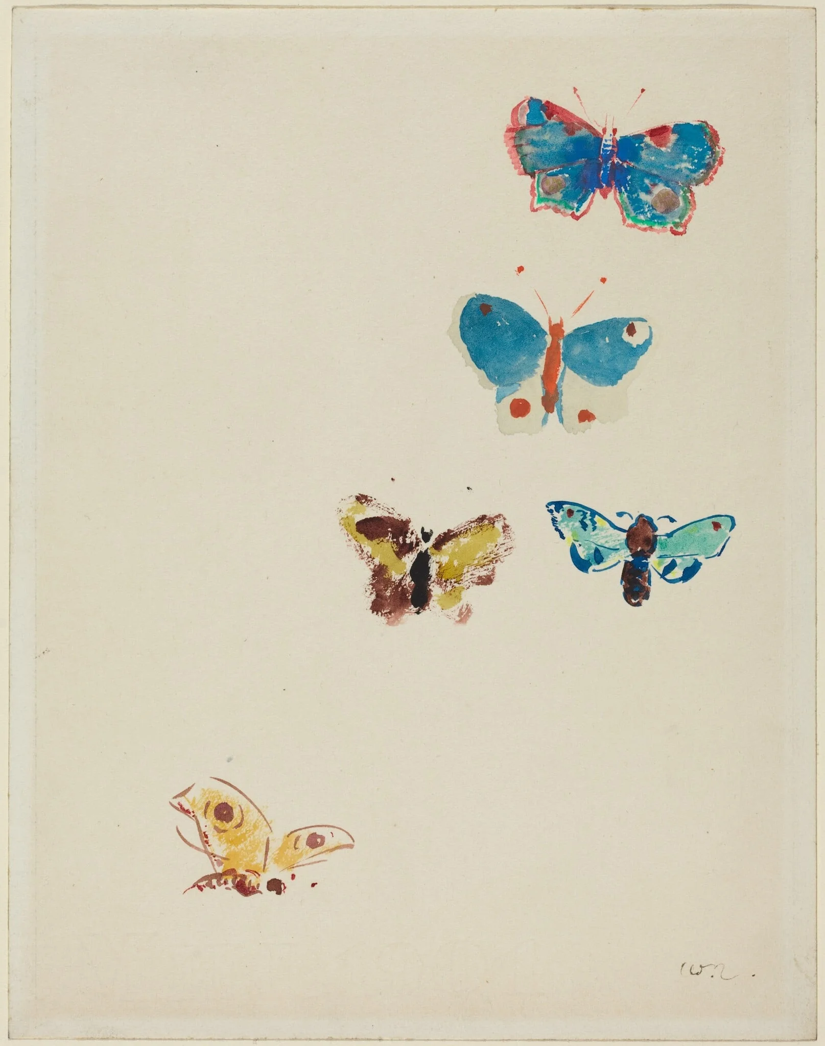 Five Butterflies, by Odilon Redon, watercolor, 1912