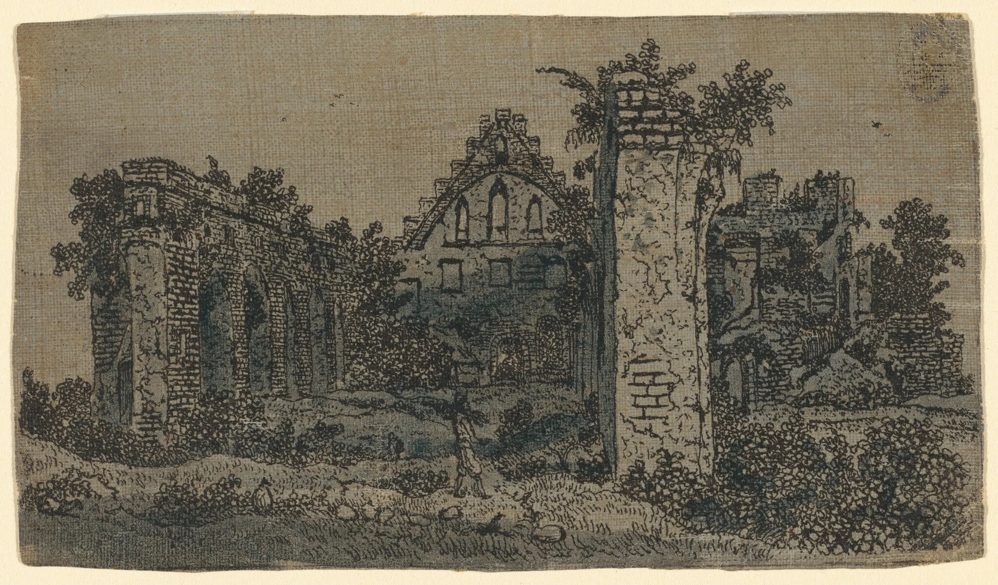 Ruins of the Abbey of Rijnsburg: Small Version, by Hercules Seghers, watercolor, 1620