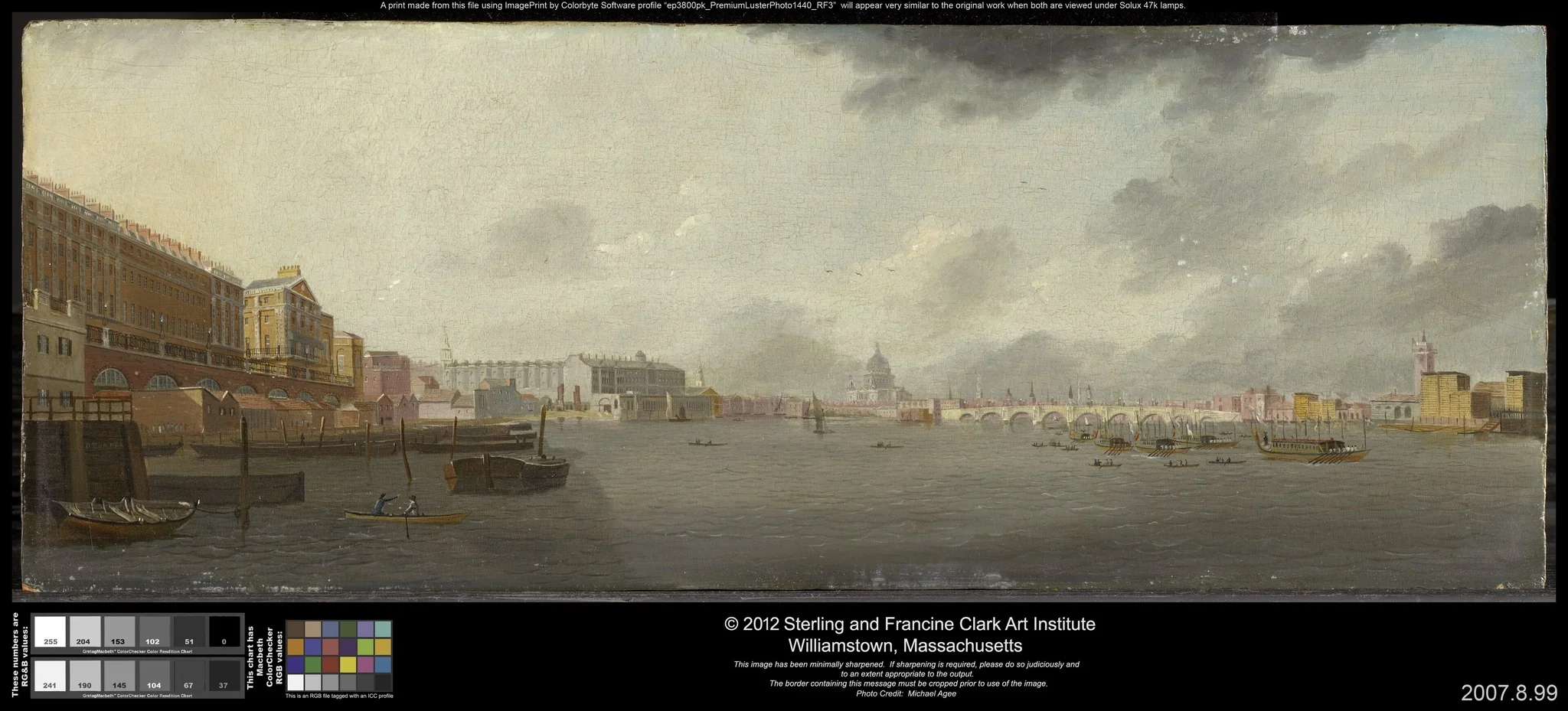 A View of the Thames Looking East with the Adelphi, Somerset House, and Saint Paul's Cathedral, by Daniel Turner, oil, 1806