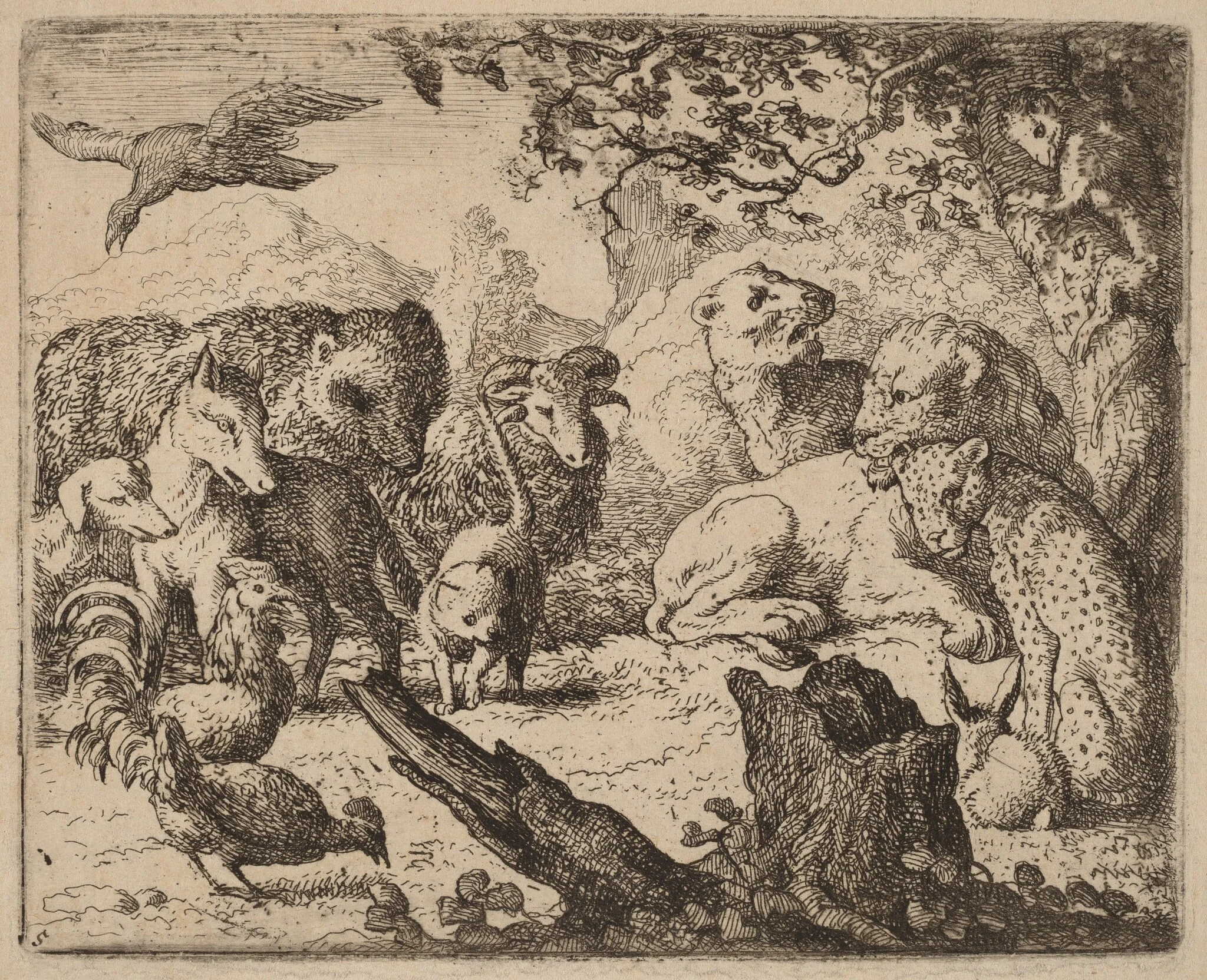 The Lion Announces a Peace, by Allart van Everdingen, ink, 1650