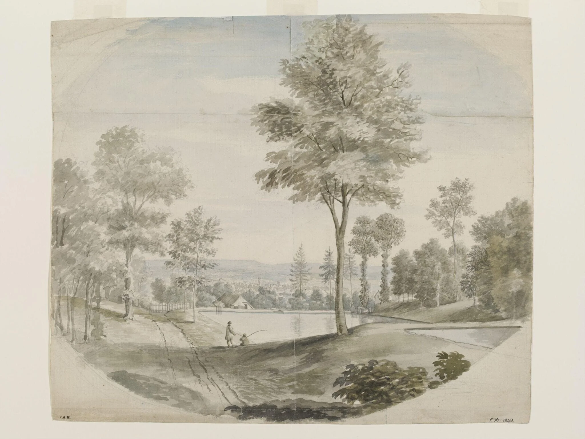 View over a valley and town (possibly Bath?)