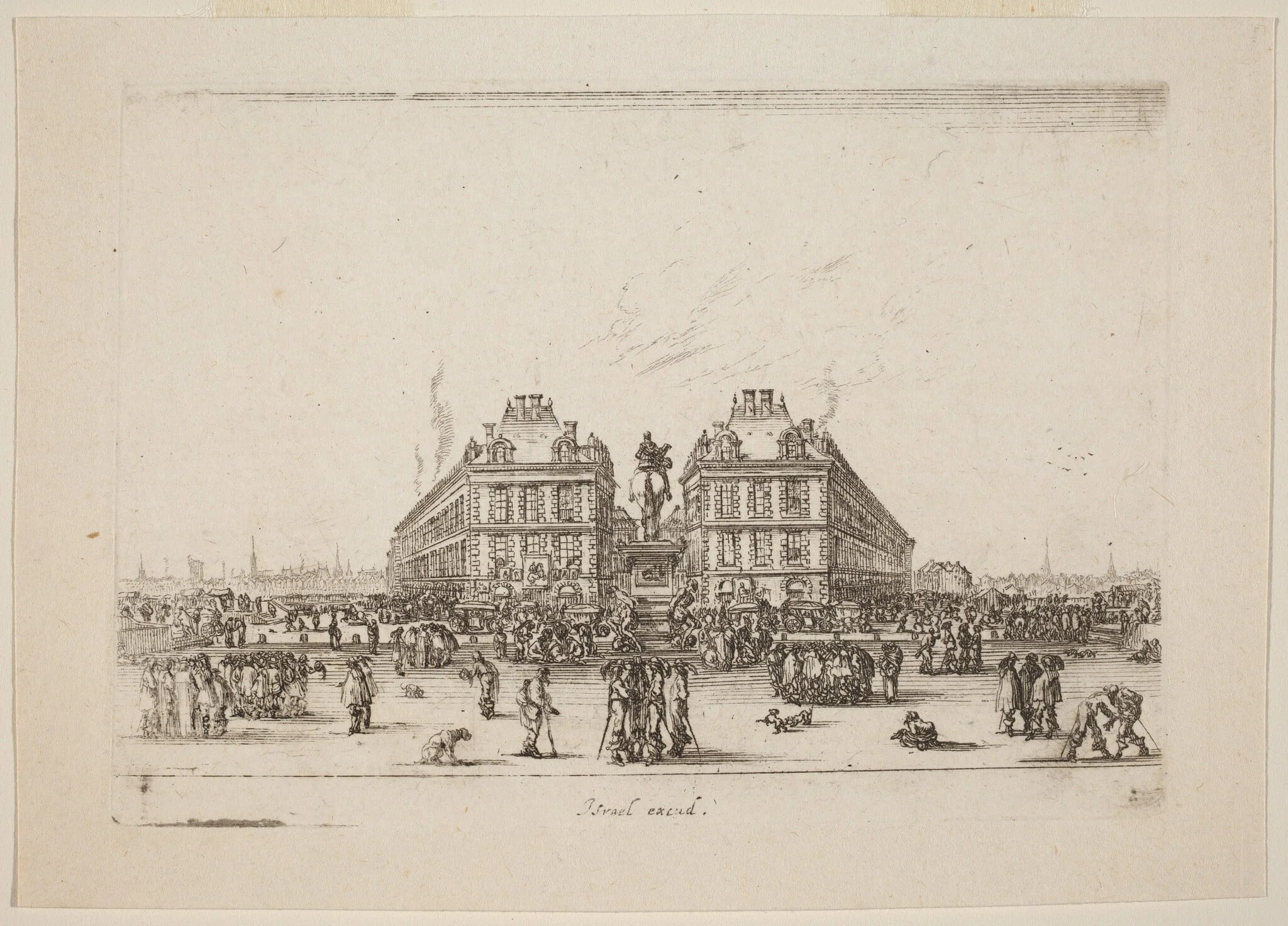 Place Dauphine, by Stefano Della Bella, ink, 1642
