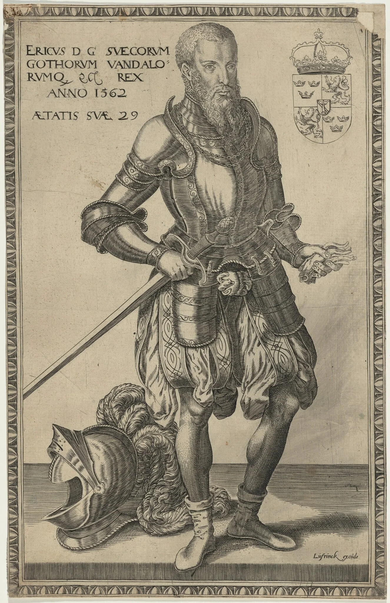 Eric XIV, King of Sweden, by Frans Huys, ink, 1542