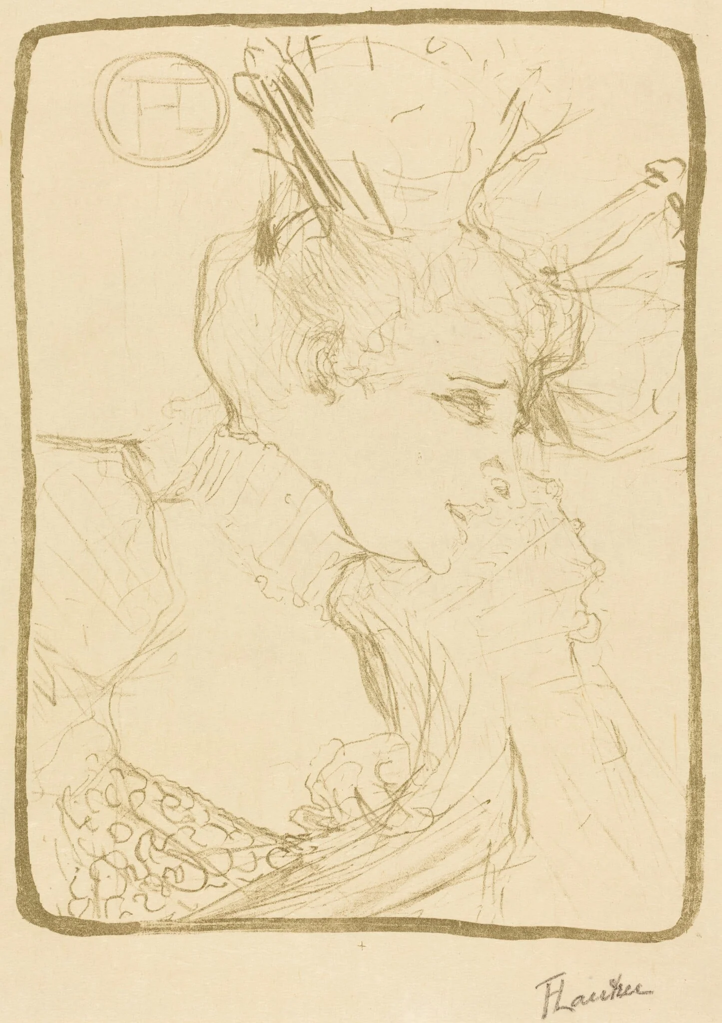 Bust of Mademoiselle Marcelle Lender (Mademoiselle Marcelle Lender, en buste), by Henri de Toulouse-Lautrec, ink, 1895