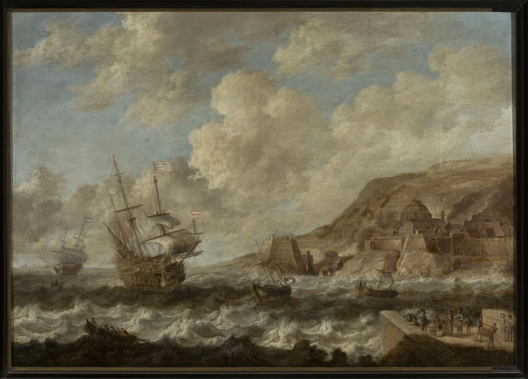 Ships in a port, by Bonaventura Peeters, oil, 1700
