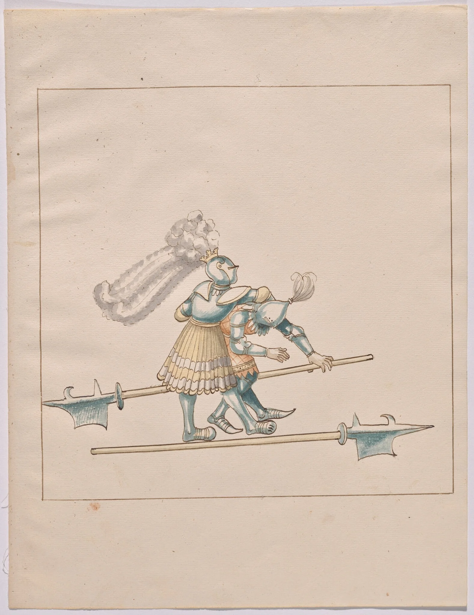 Foot Combat with Halberds, by German 16th Century, ink, 1514