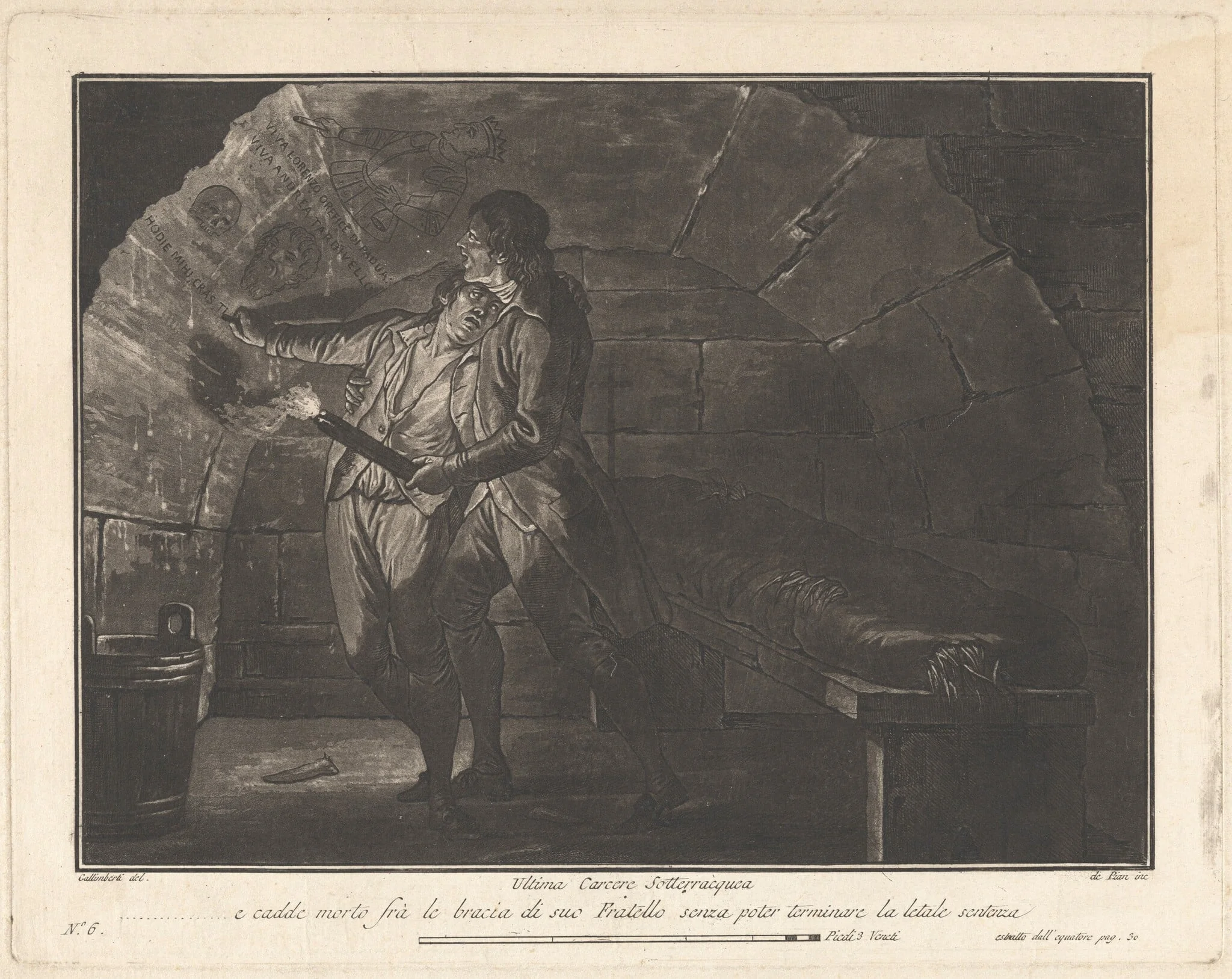 The Last Underground Prison: He Fell Dead into His Brother's Arms, by Giovanni De Pian, ink, 1797
