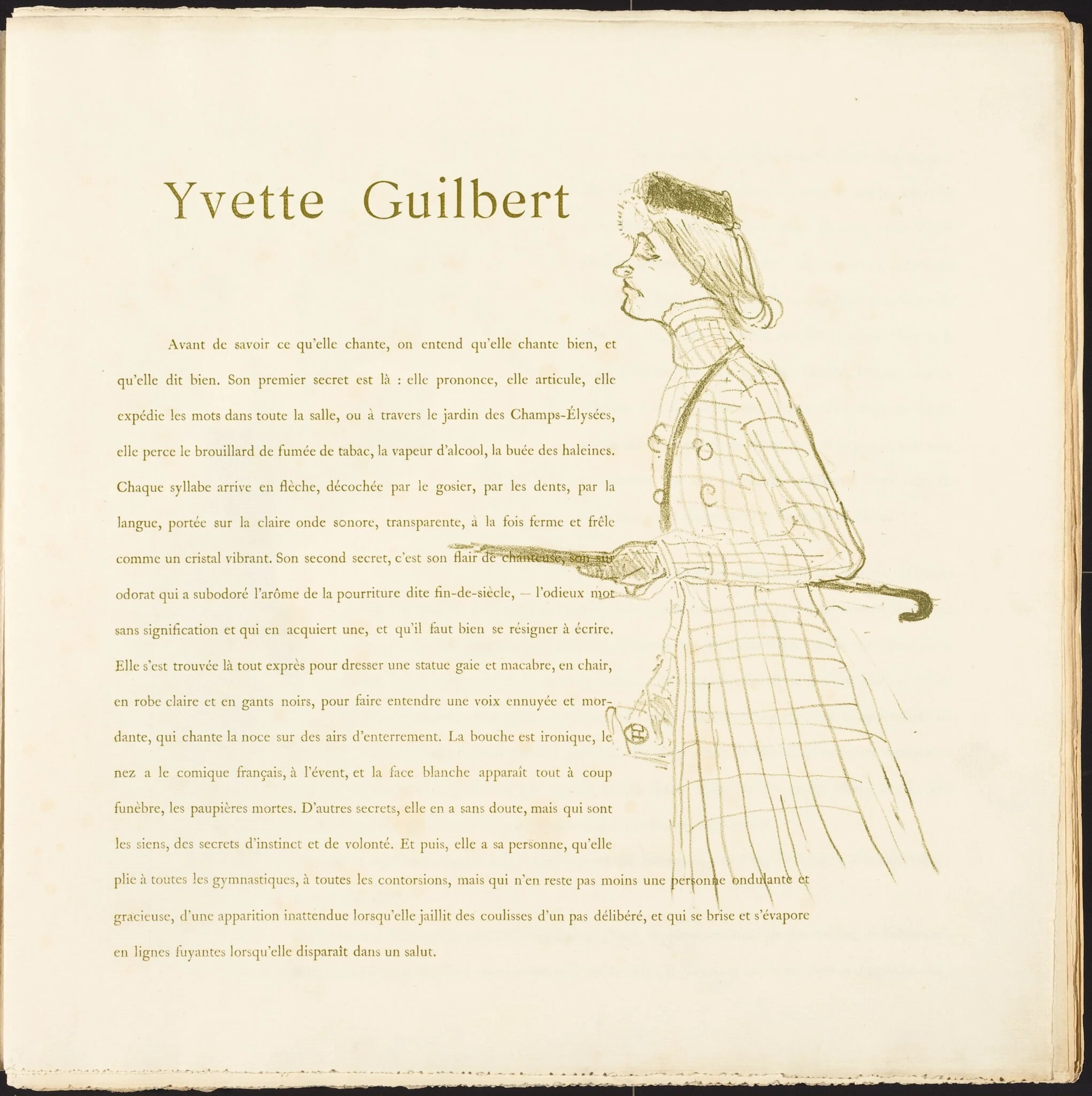 Yvette Guilbert, by Henri de Toulouse-Lautrec, ink, 1894