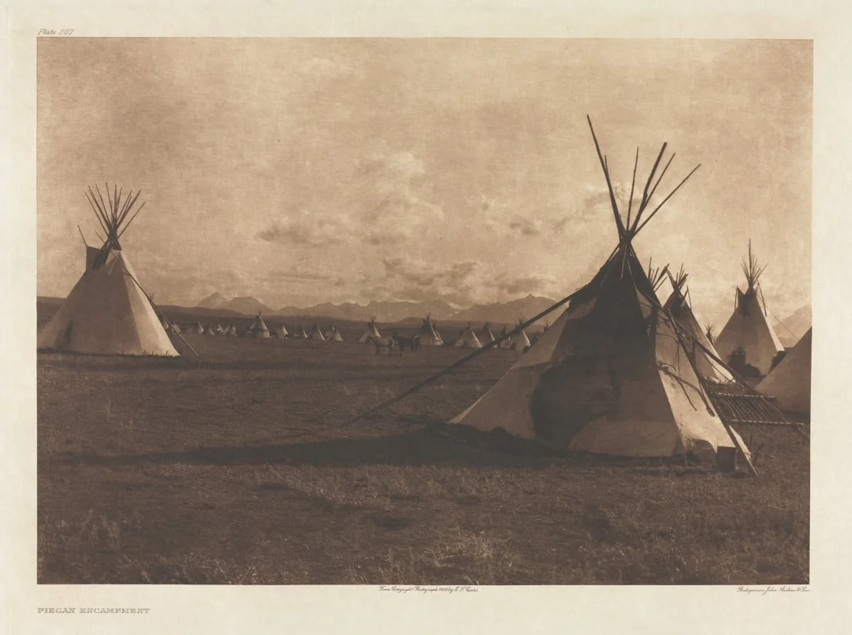 Portfolio VI, Plate 207: Piegan Encampment, by Edward S. Curtis, 1900