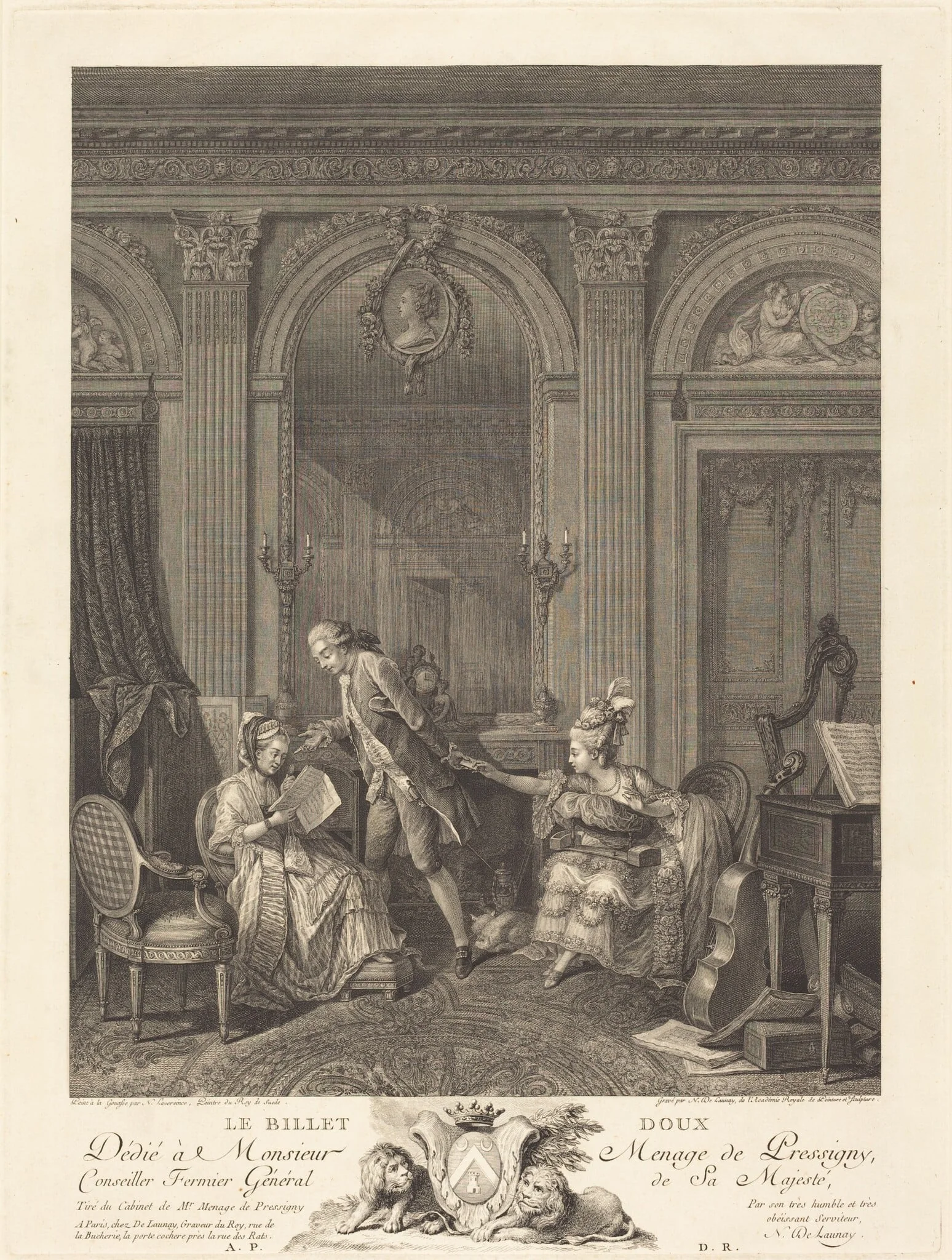 Le Billet doux, by Nicolas Delaunay, ink, 1778