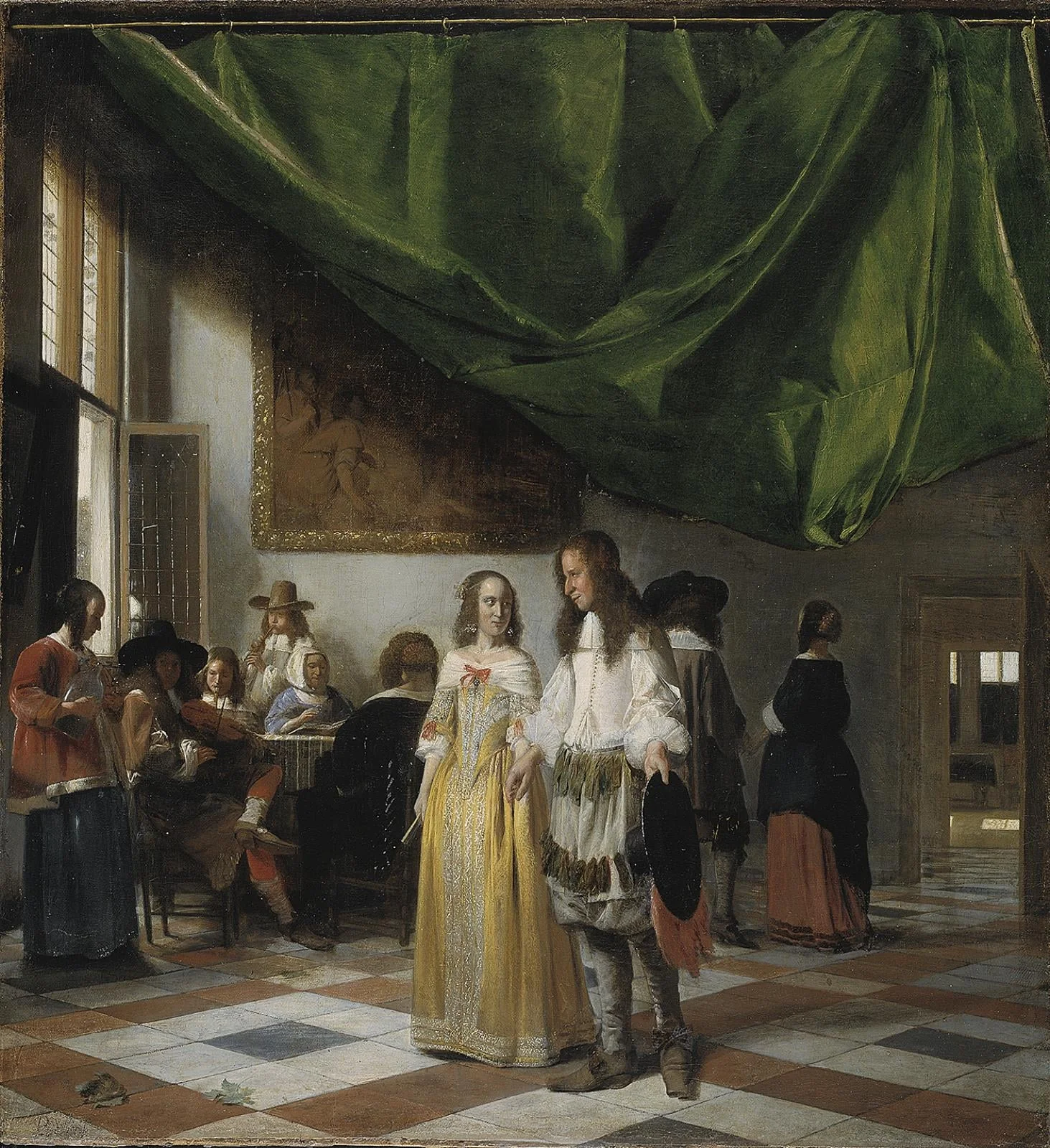 Interior with a Young Couple and People Making Music, by Unknown, 1650