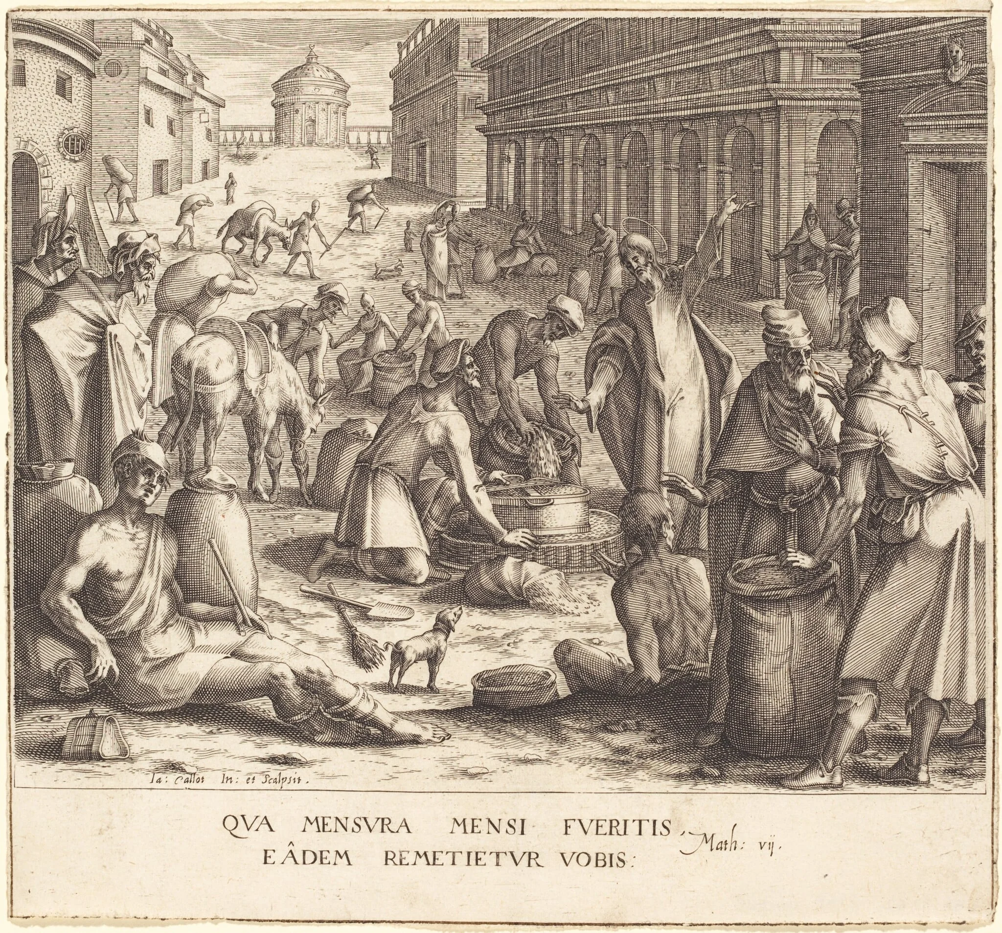 The Grain Weighers, by Jacques Callot, ink, 1610