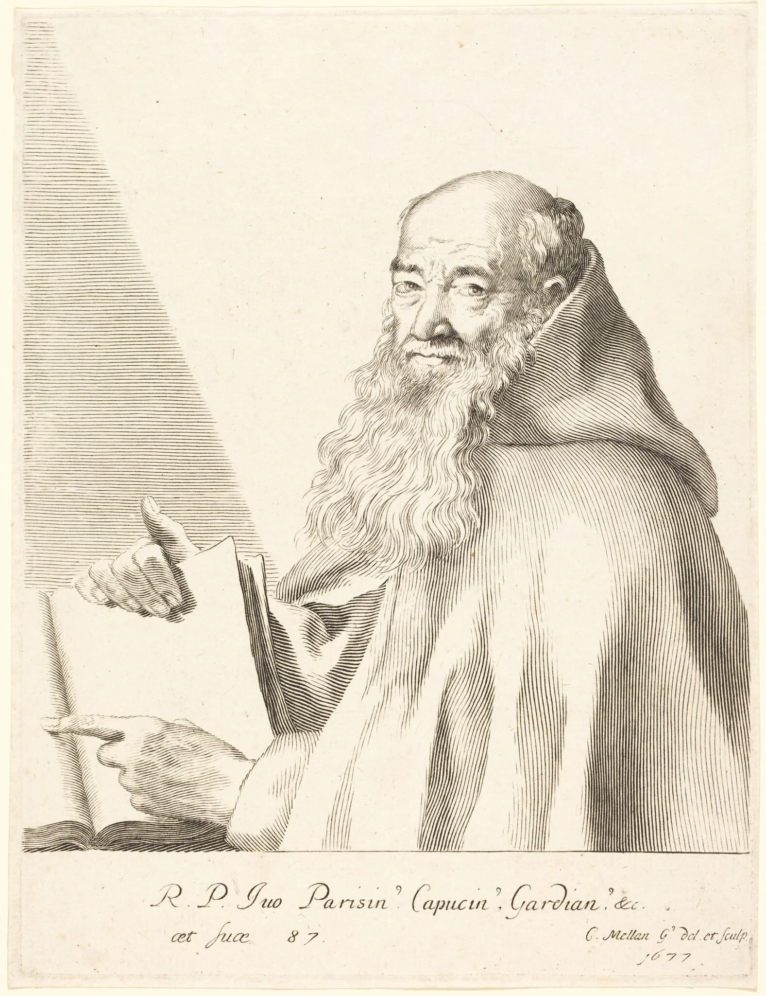 Pere Ives, by Claude Mellan, ink, 1677