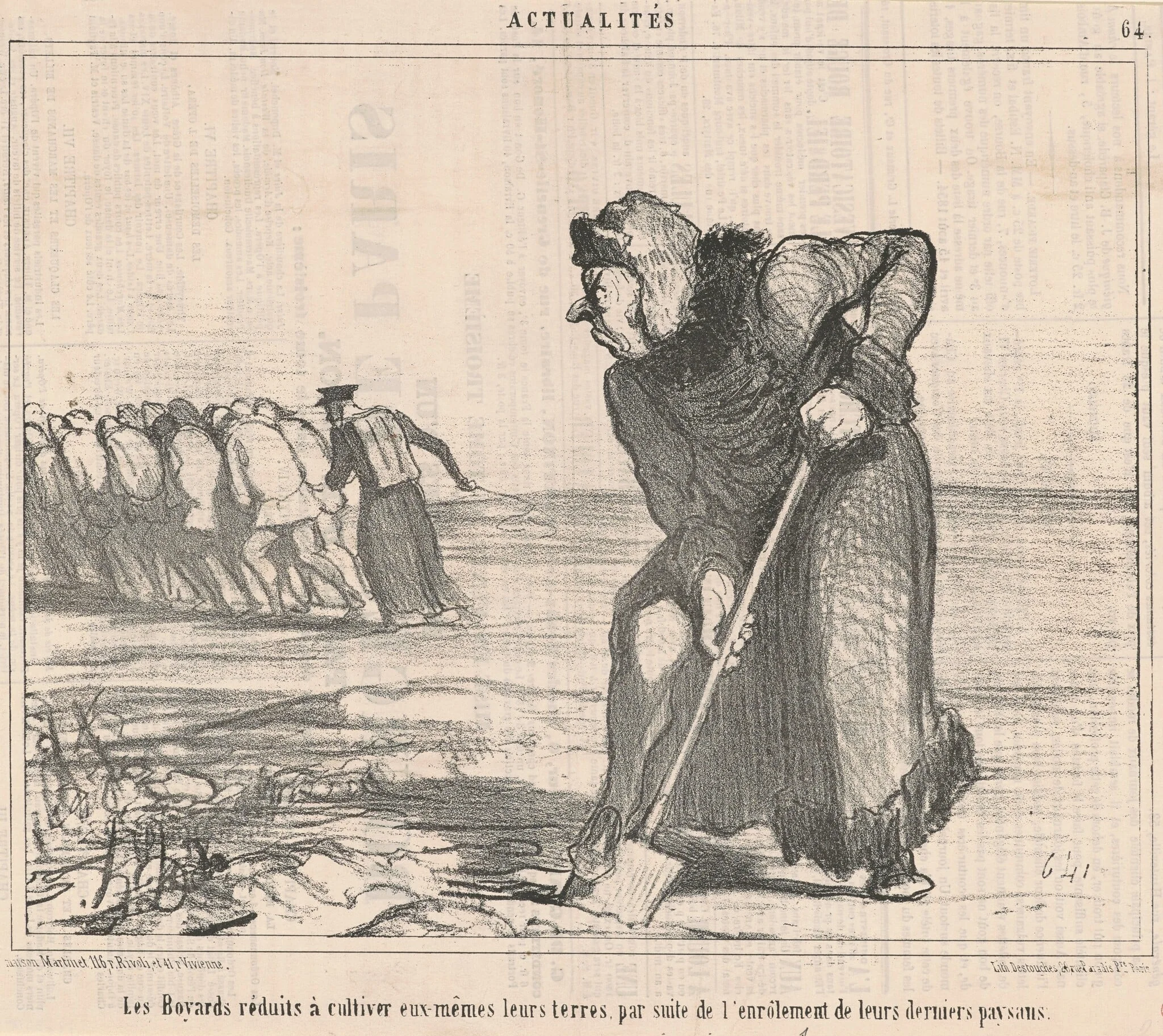 Les boyards réduits a cultiver ..., by Honoré Daumier, ink, 1854