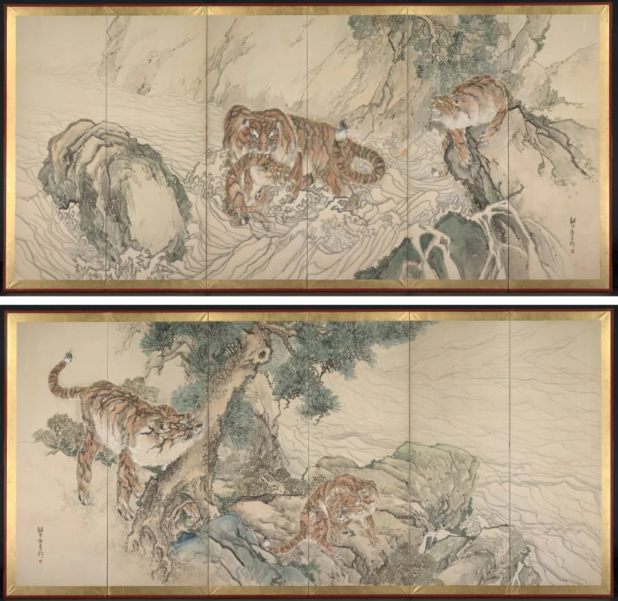 Tiger Family, by Kishi Ganku, unspecified, 1804