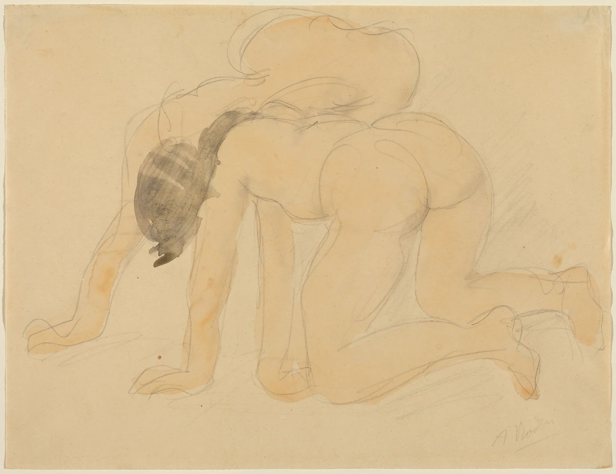 Two Nudes, by Odilon Roche, graphite, 1918