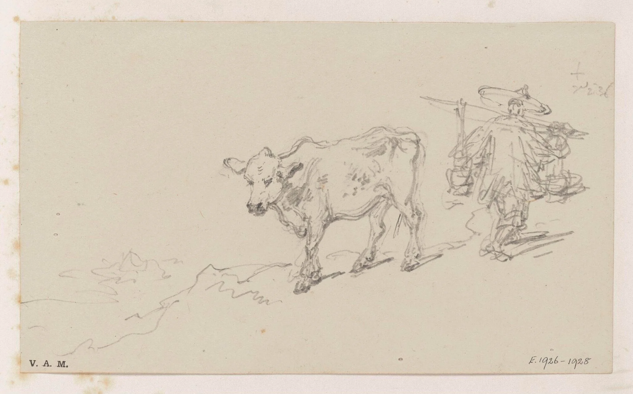 A Chinese porter and a cow, by George Chinnery, 2
