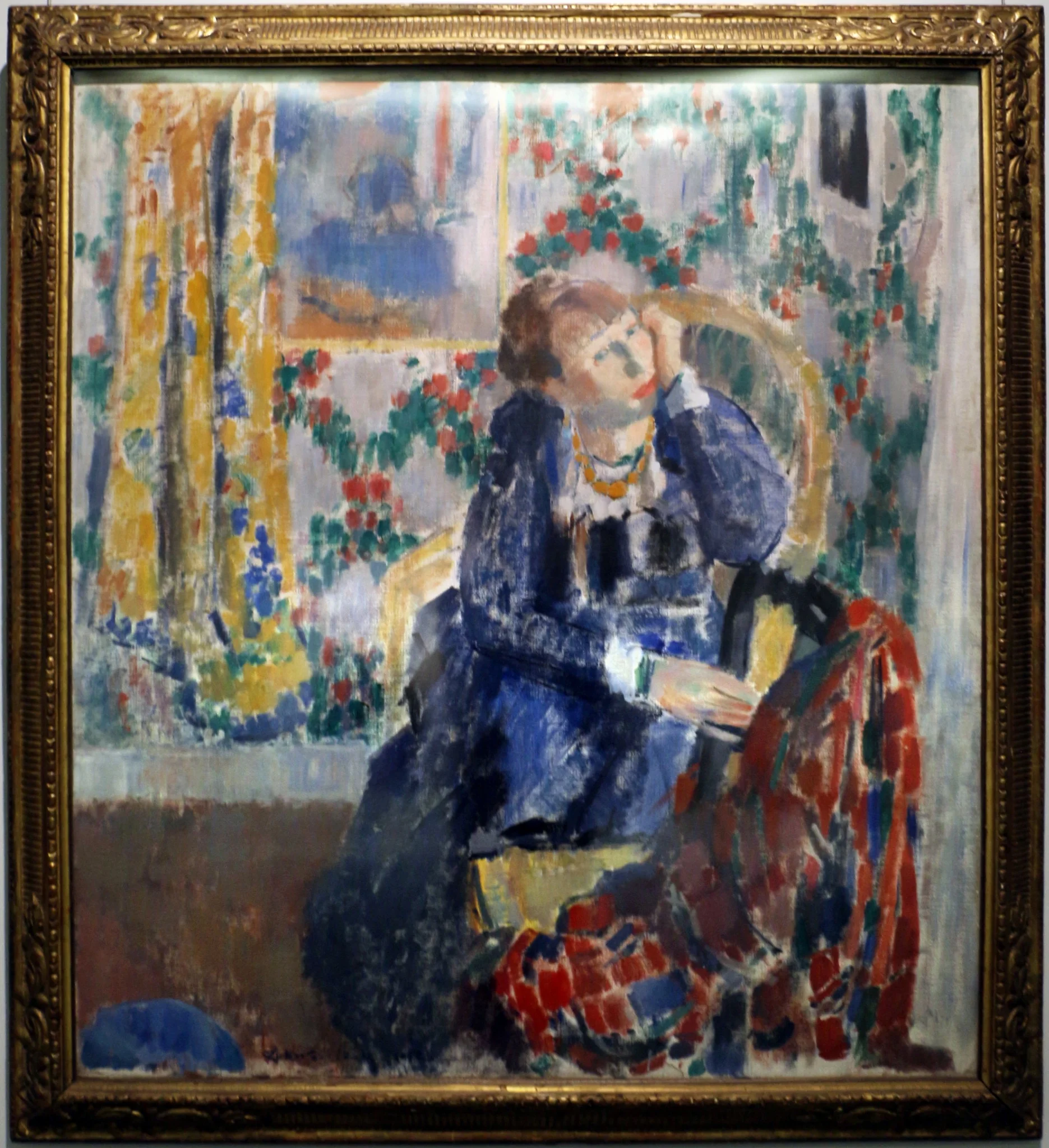 The lady with the yellow necklace; interior D, by Rik Wouters, oil, 1912