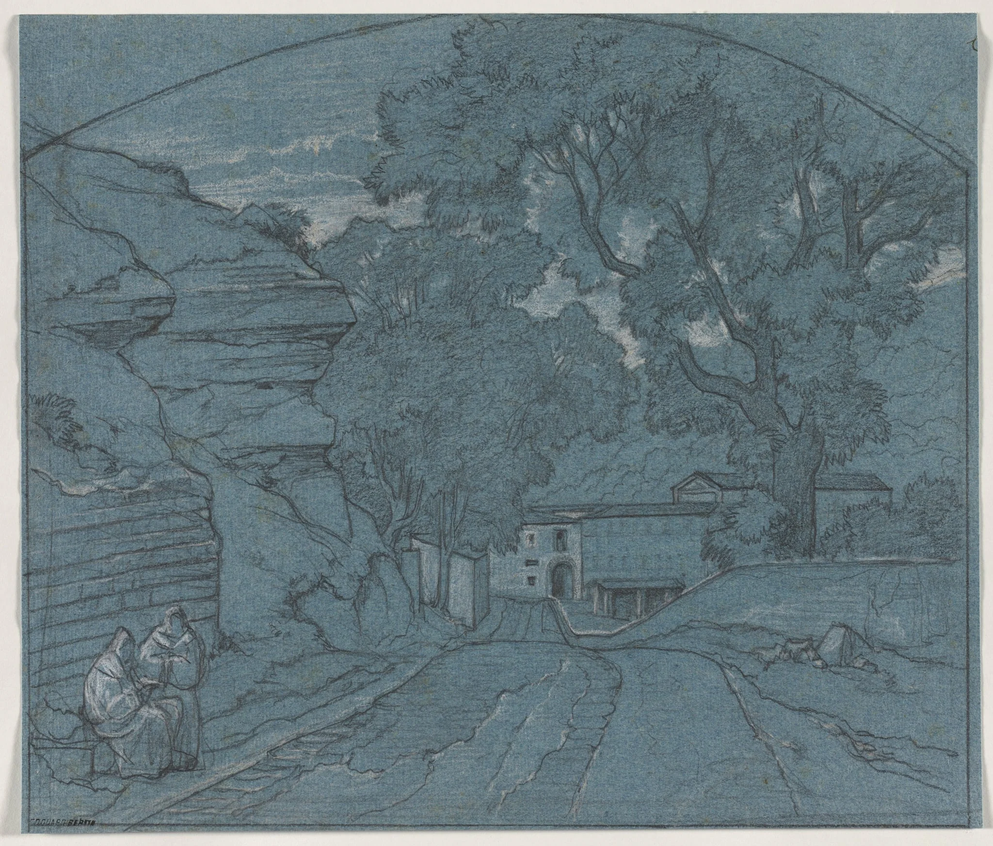 Landscape with Two Monks, by Édouard Bertin, 1840