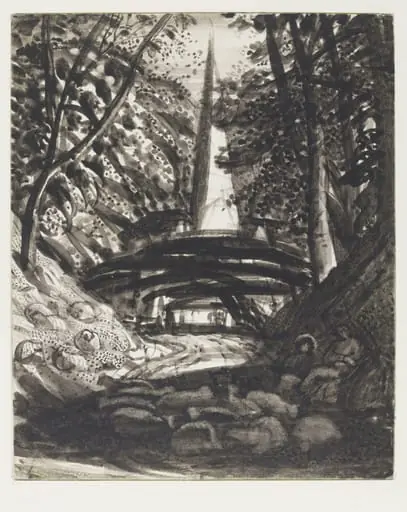 A country road leading towards a church