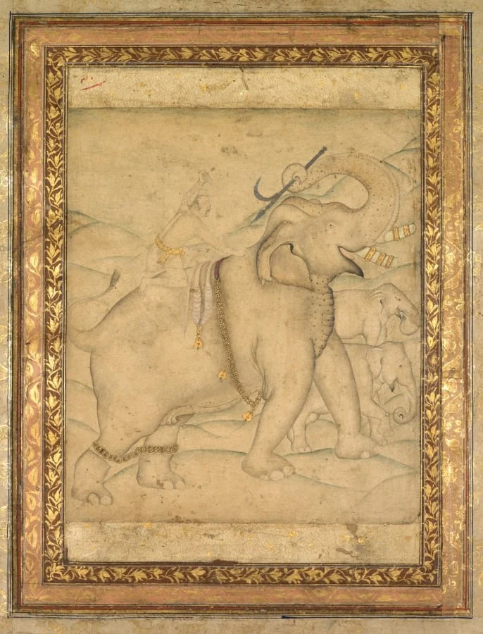 Portrait of Emperor Jahangir Riding an Elephant, by Unknown, unspecified, 1724