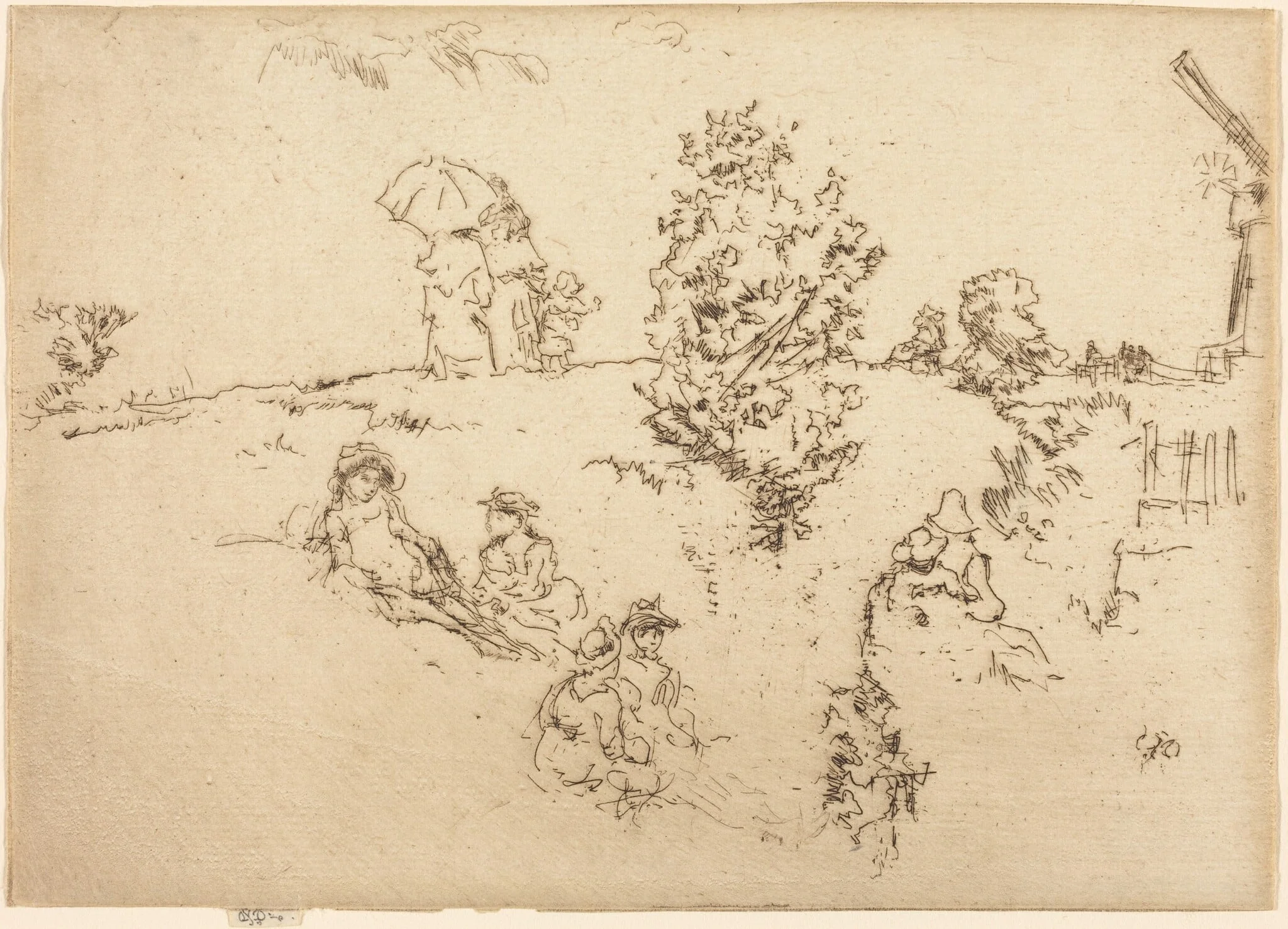 Ramparts, Sandwich, by James McNeill Whistler, ink, 1887