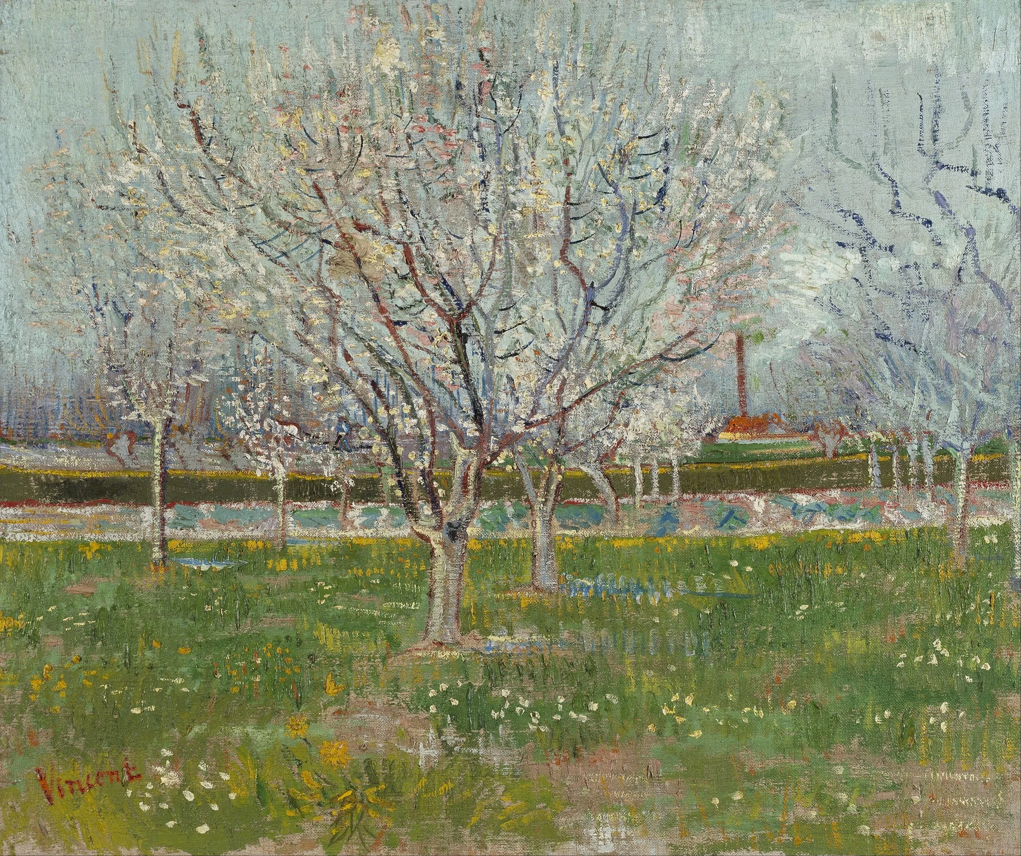 Orchard in Blossom, by Vincent van Gogh, oil, 1894