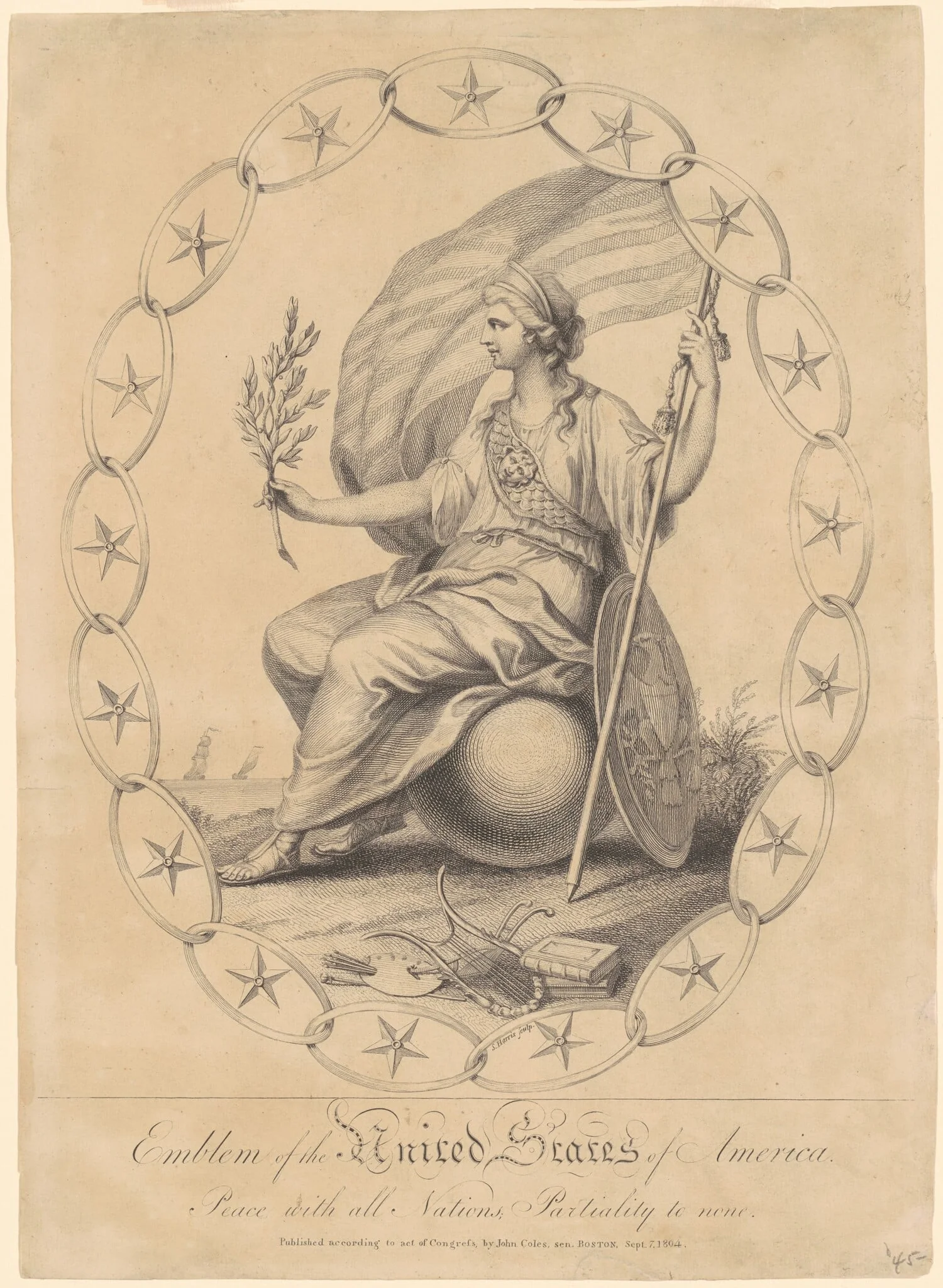 Emblem of the United States of America, by Samuel A. Harris, ink, 1804