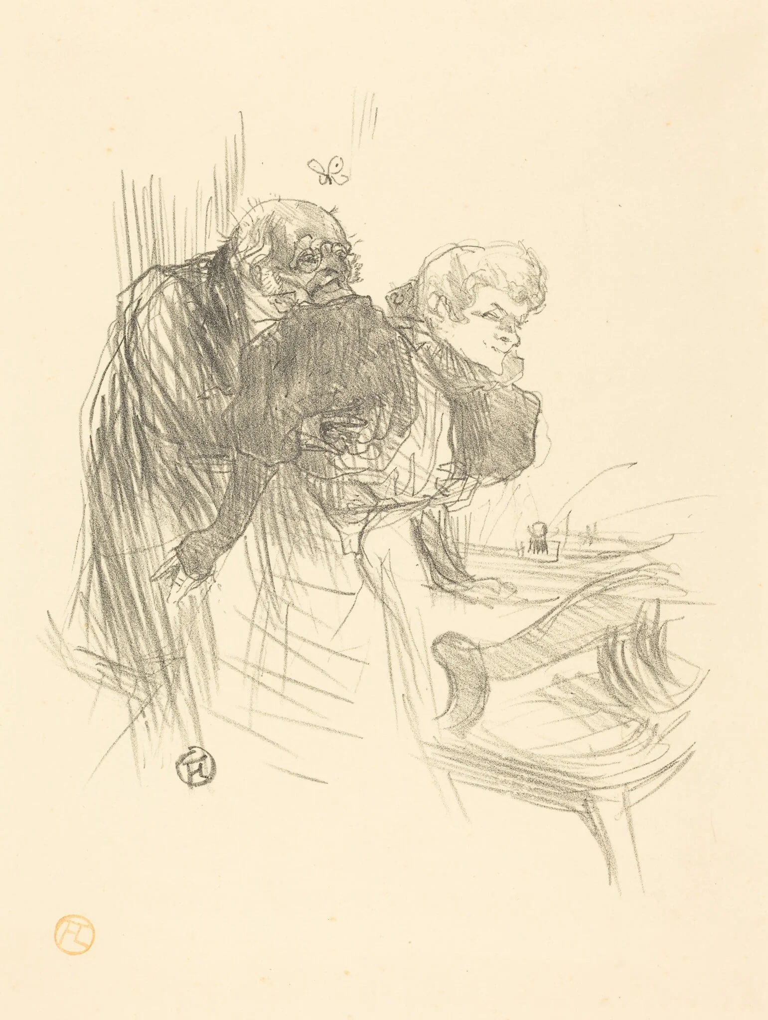 Les vieux papillons, by Henri de Toulouse-Lautrec, ink, 1895