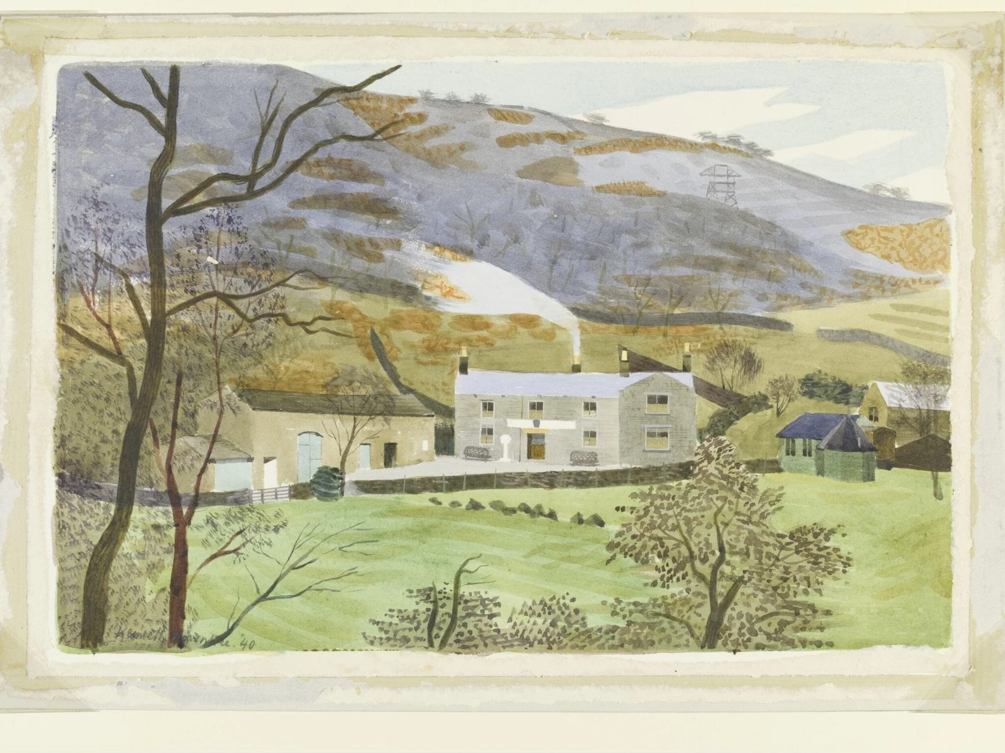 The Ladybower Inn, Ashopton, by Rowntree, watercolor, 1940