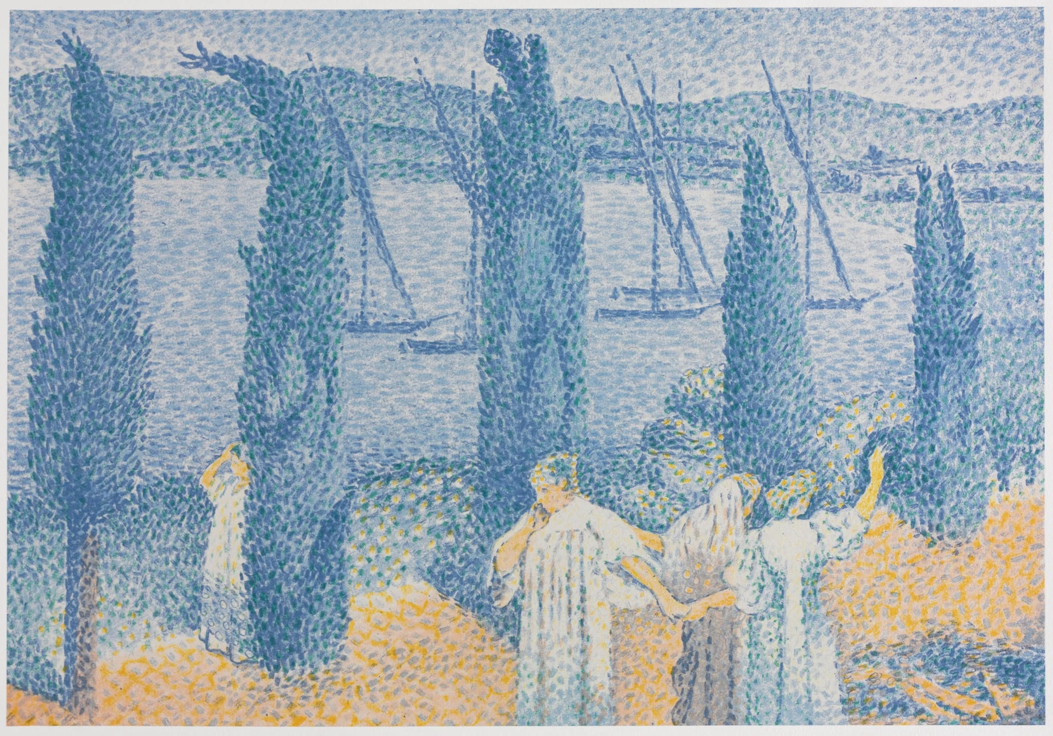 The Promenade (Landscape with Cypresses), by Henri Edmond Cross, 1897