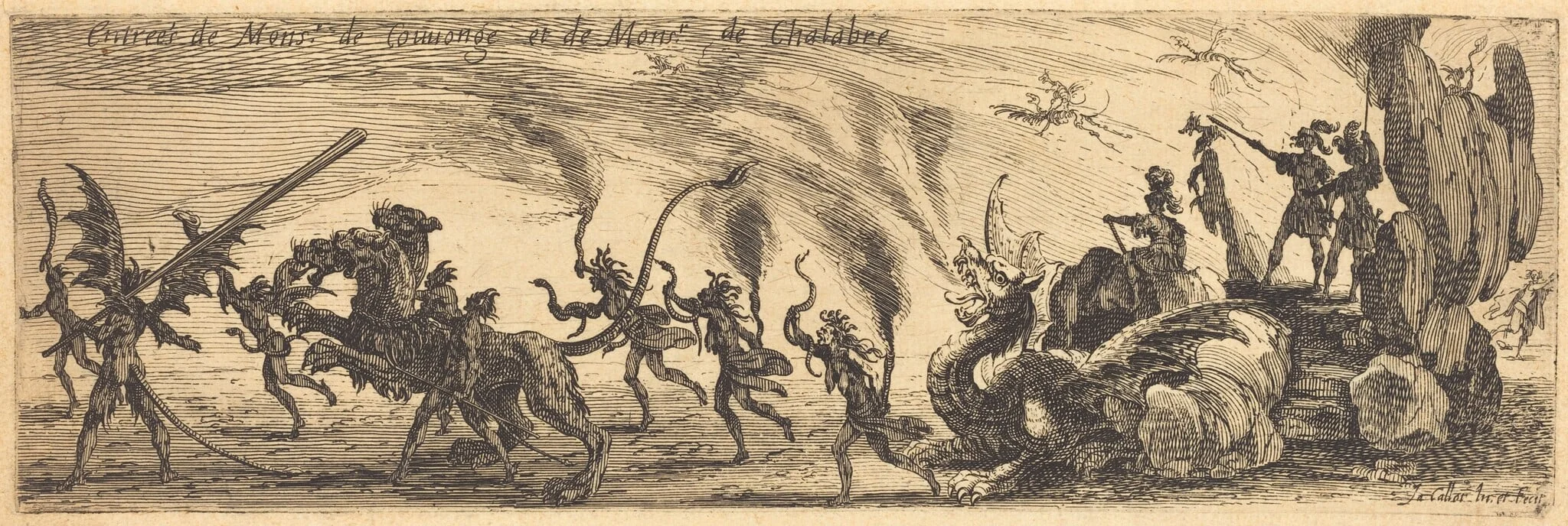 Entry of M. de Couvonge and M. de Chalabre [extra plate], by Jacques Callot, ink, 1627