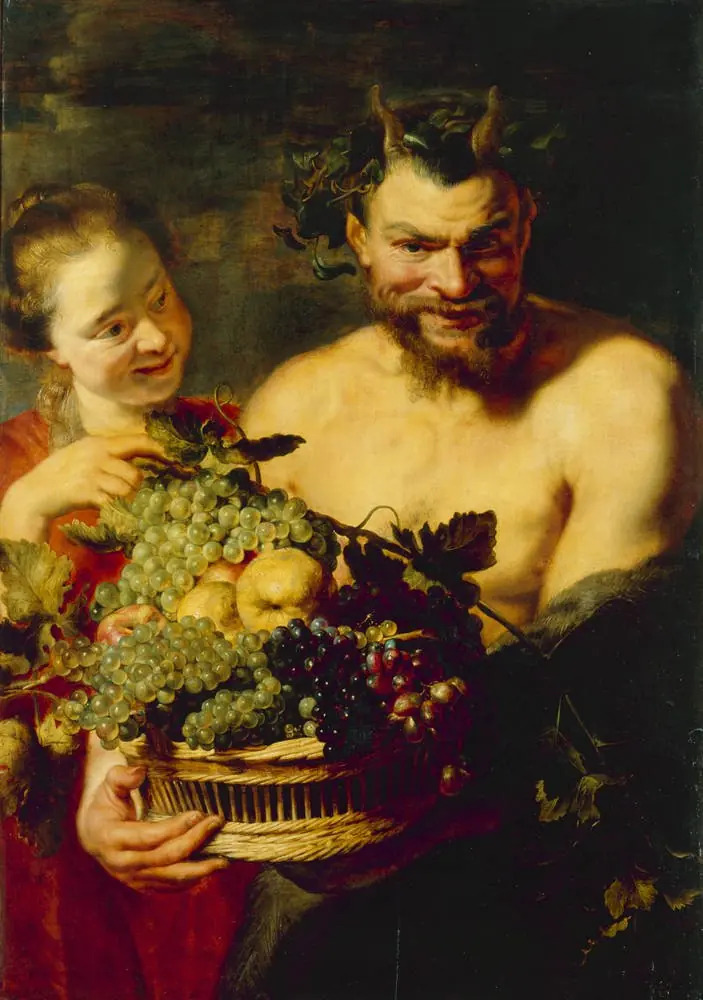 Satyr and Girl with a Basket of Fruit
