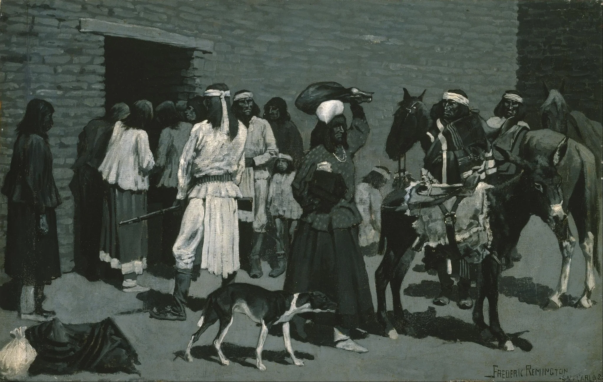Pueblo Indian Village, by Frederic Remington, oil, 1895