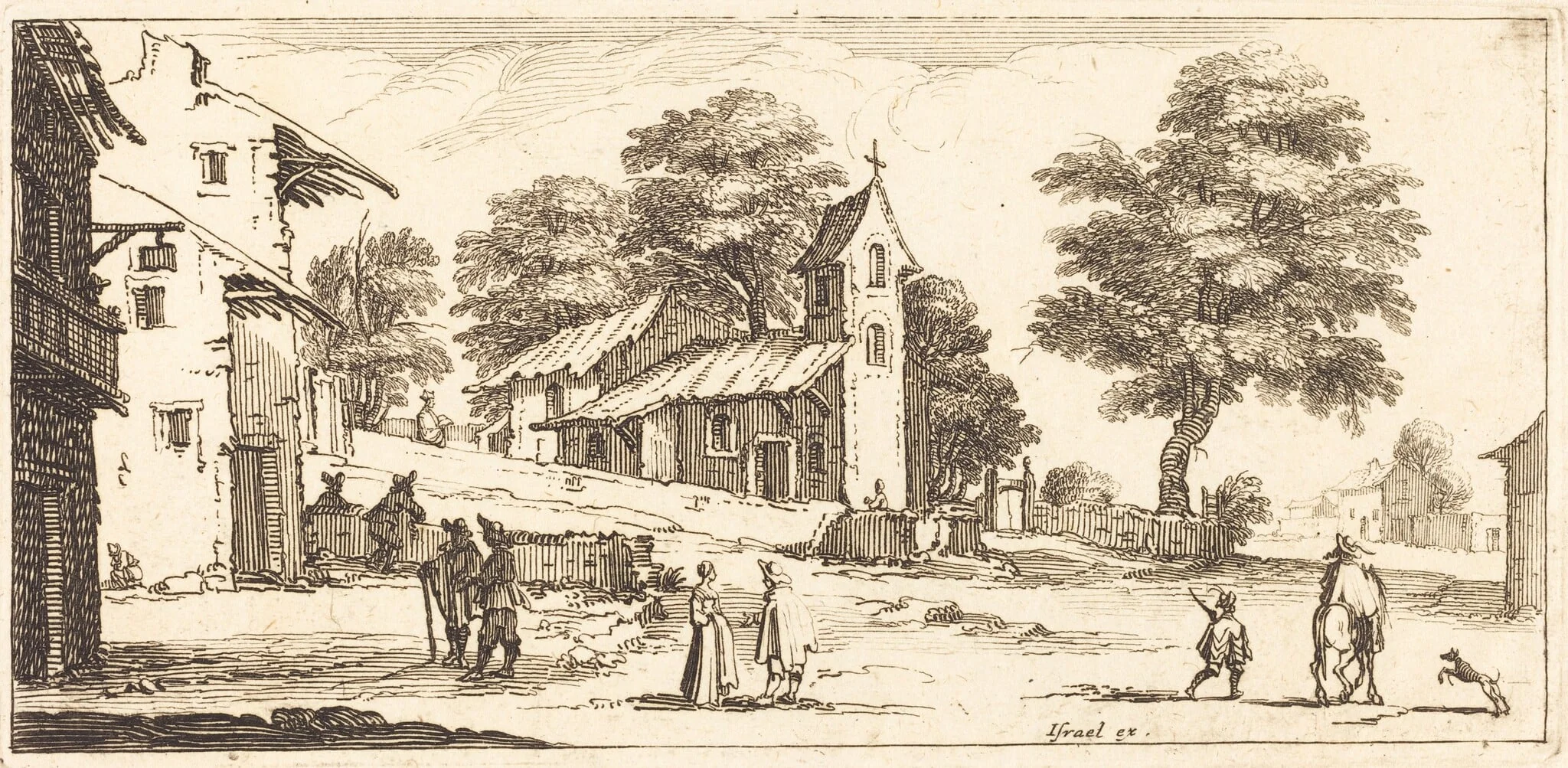 A Church, by French 17th Century, ink, 1635