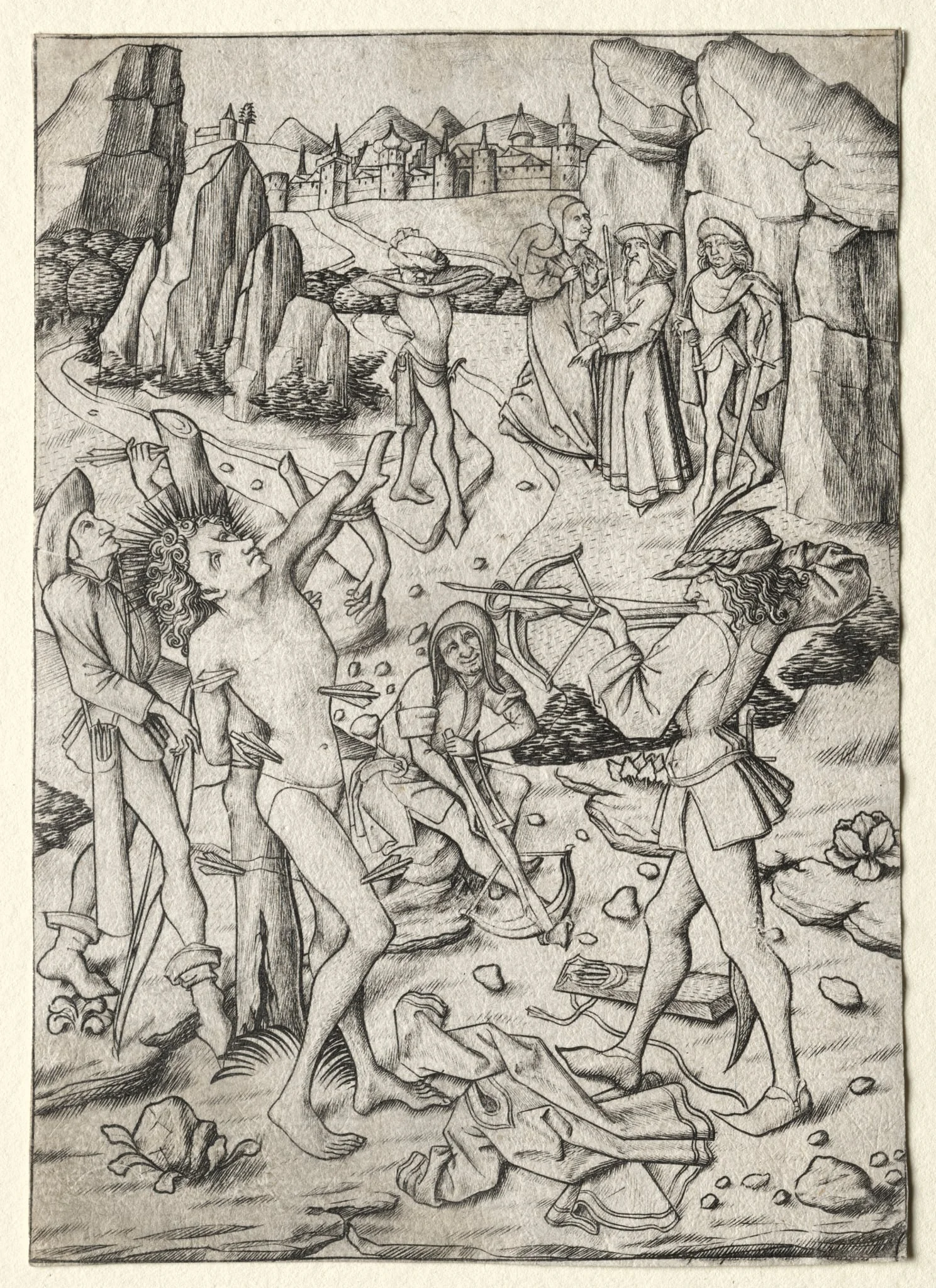The Martyrdom of St. Sebastian, by Master E.S., 1458