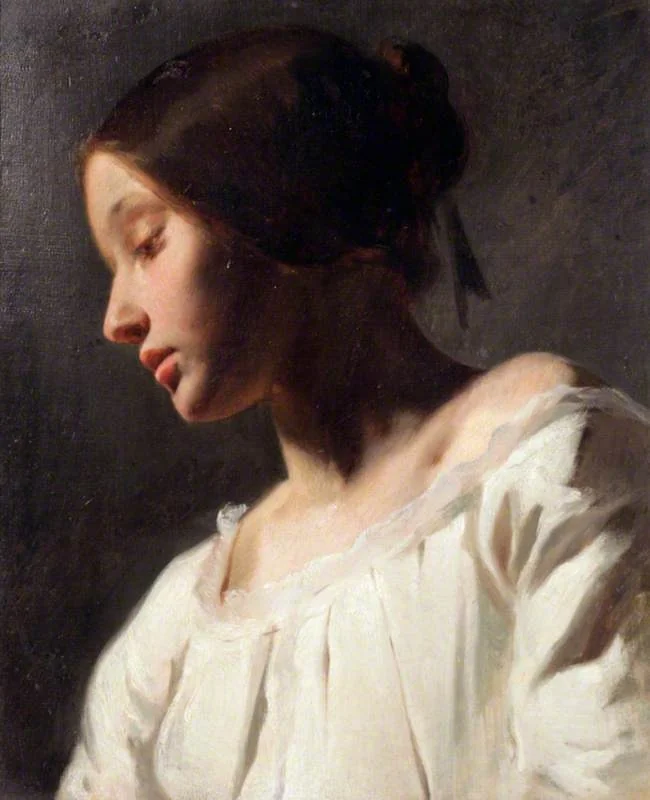 Head of a Girl, by Unknown, oil, 1850