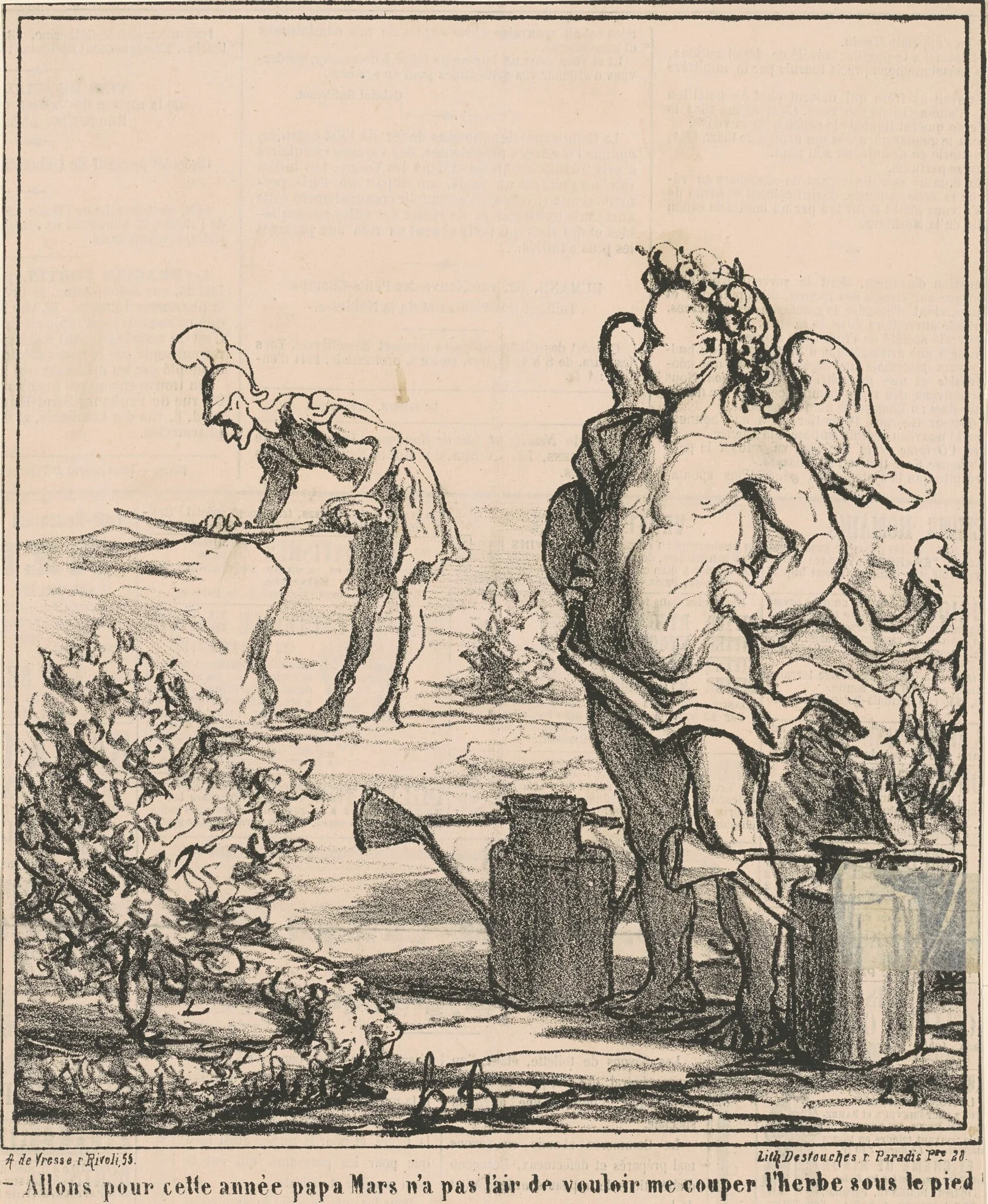 Allons pour année papa mars ..., by Honoré Daumier, ink, 1868