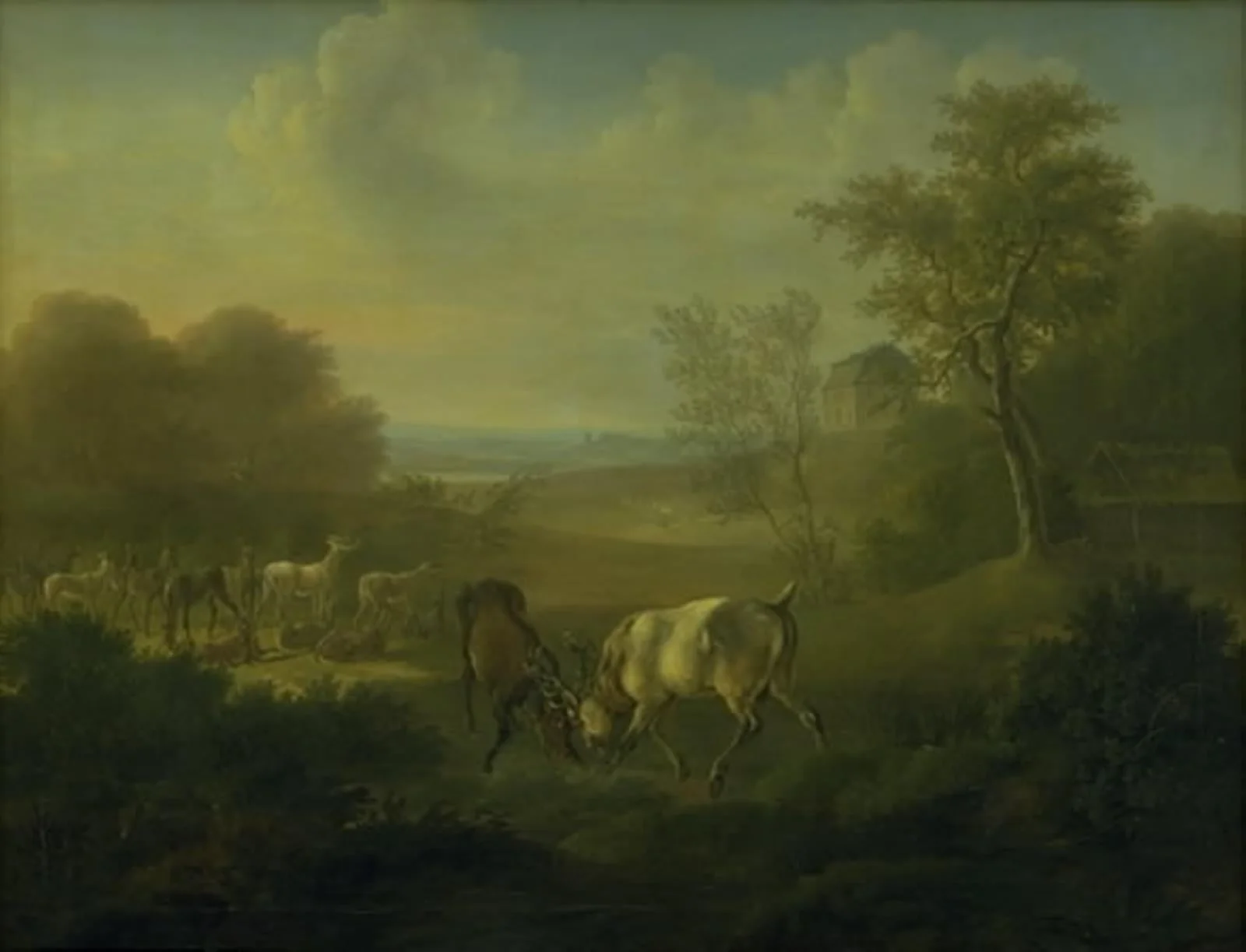 Hjorte i Dyrehaven, i baggrunden Eremitagen, by Unknown, 1823