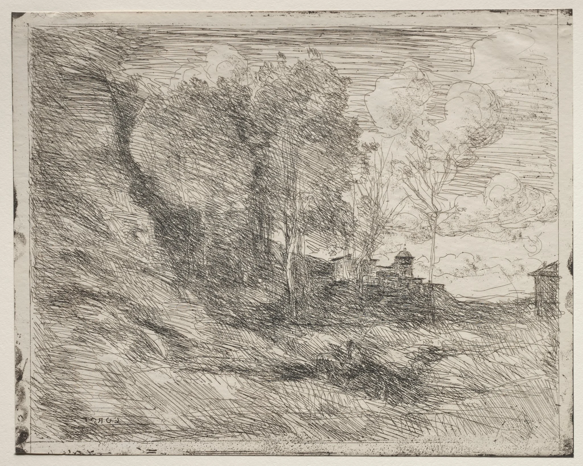 A Souvenir of Ostia, by Jean Baptiste Camille Corot, 1855