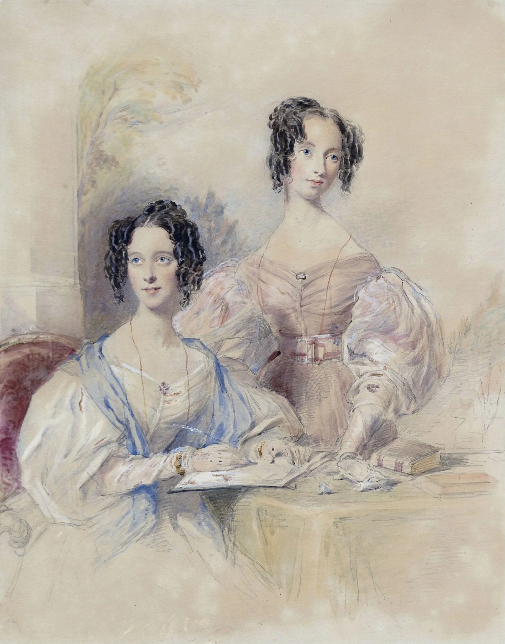 Charlotte and Julia Biggs, by George Richmond, watercolor, 1840