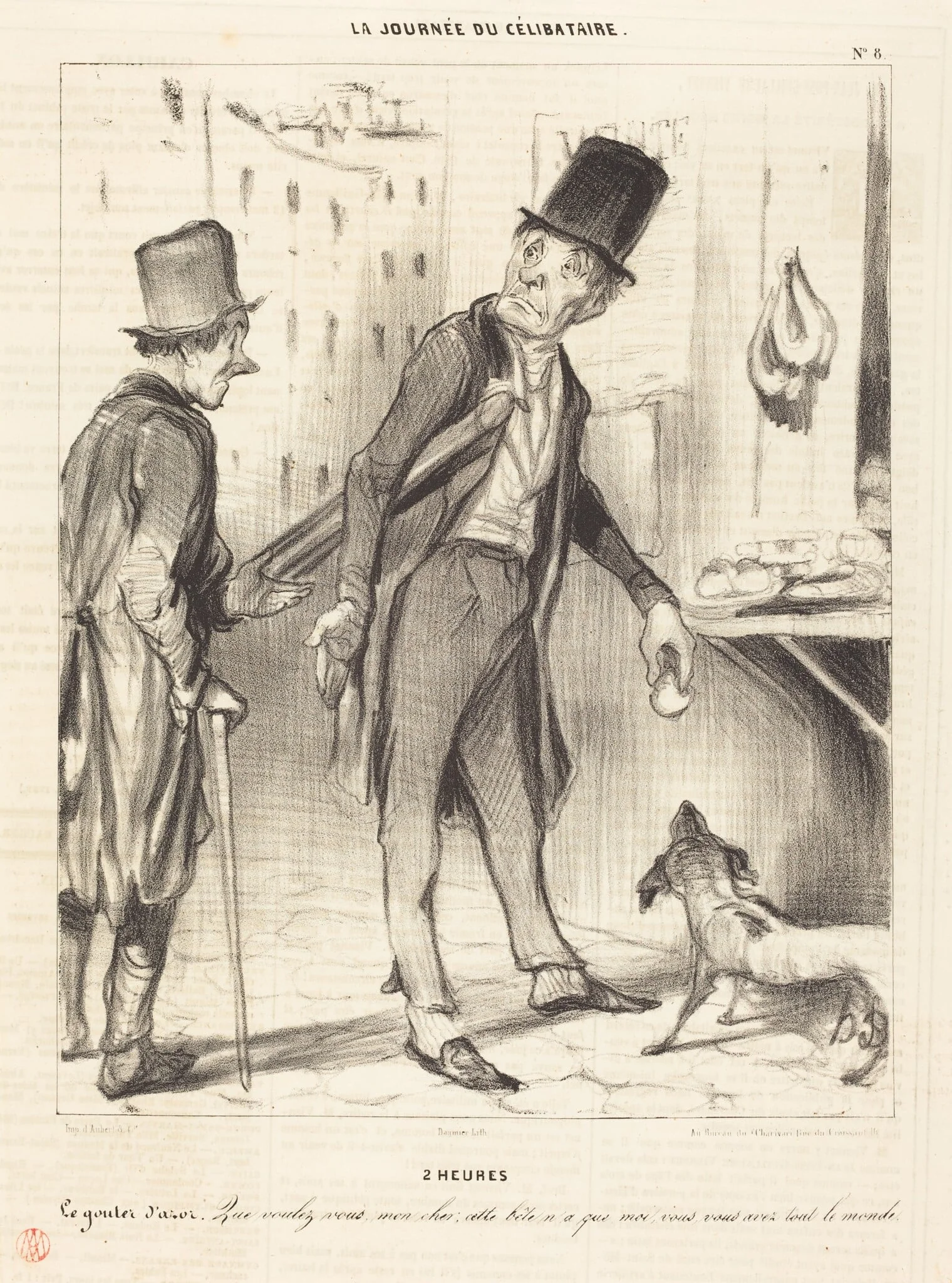 2 heures - Le gouter d'Azor, by Honoré Daumier, ink, 1839