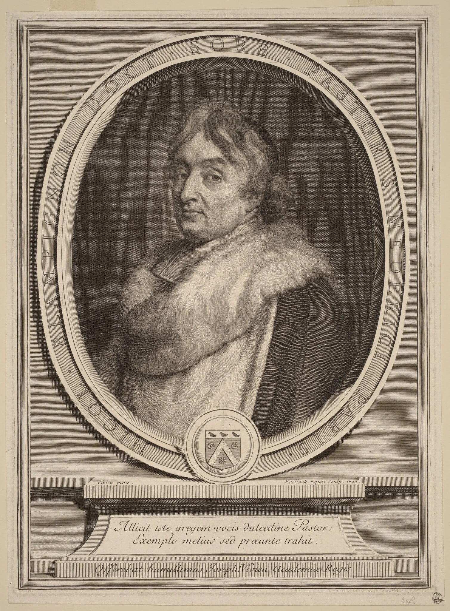 Nicolas de Blampignon, by Gerard Edelinck, ink, 1702