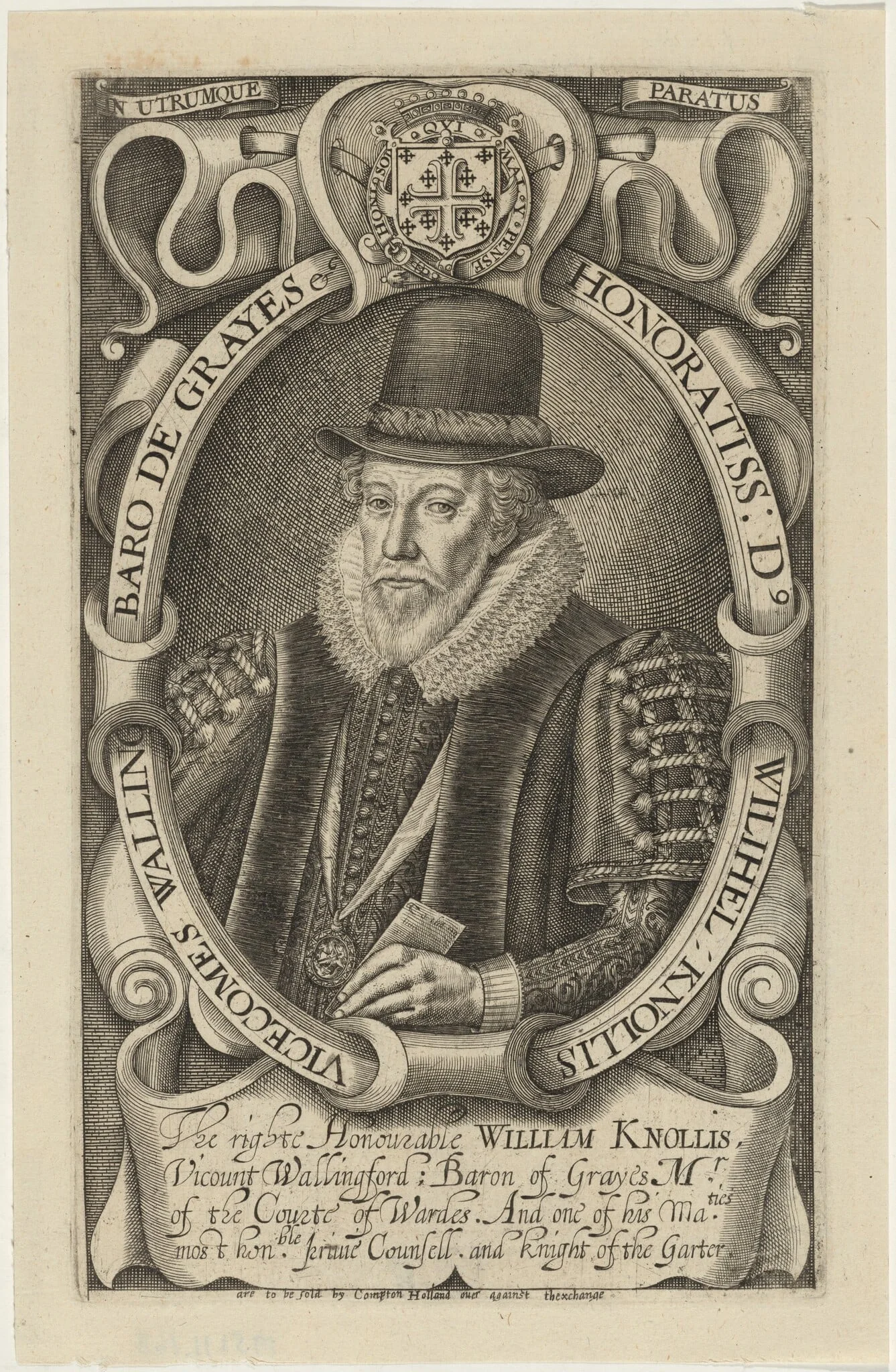 William Knollis, Earl of Banbury, When Viscount Wallingford, by Simon van de Passe, ink, 1621