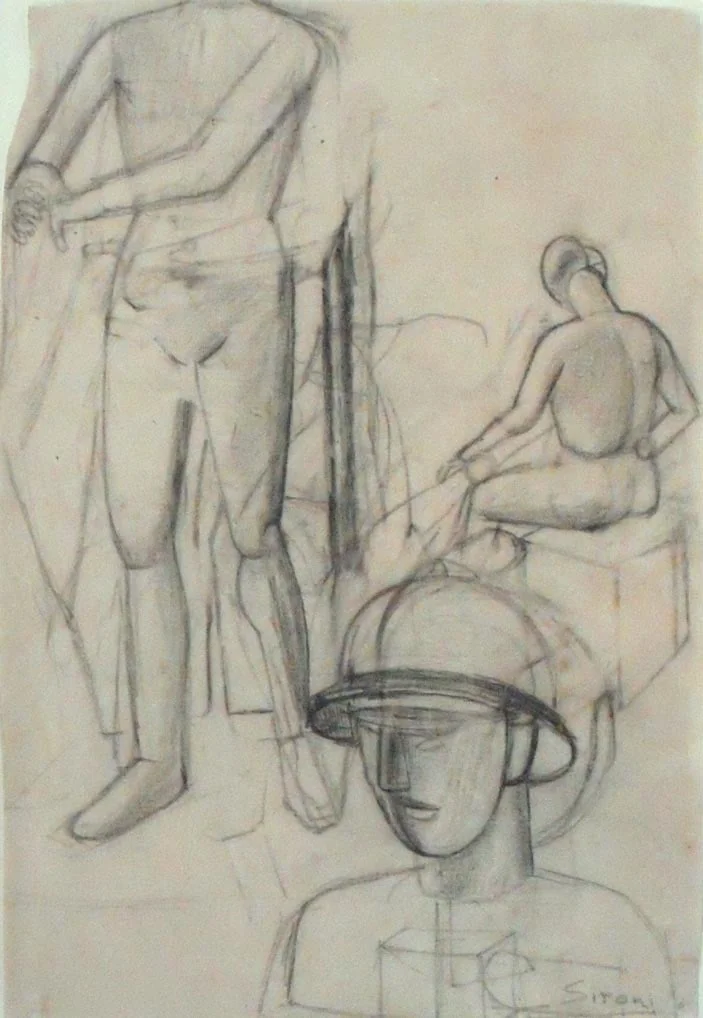 Untitled, by Mario Sironi, crayon, 1914