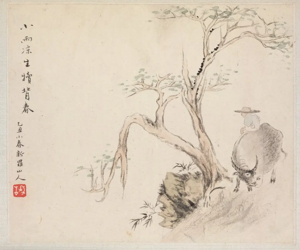 Album of Landscape Paintings Illustrating Old Poems: Boy Tending a Water Buffalo