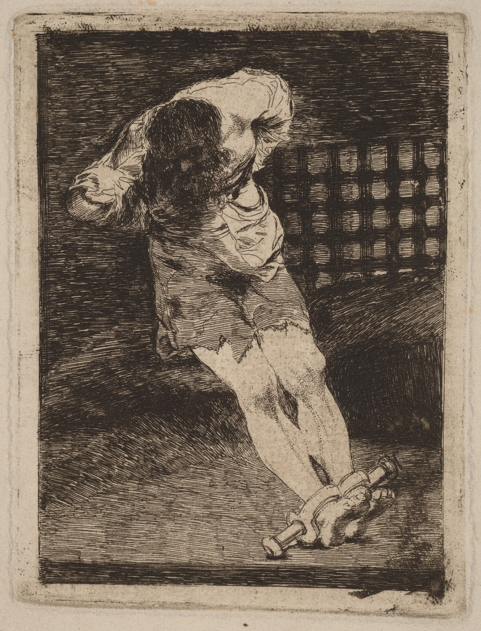 La seguridad de un reo no exige tormento  (The Custody of a Criminal Does Not Call for Torture, by Francisco Goya, ink, 1810