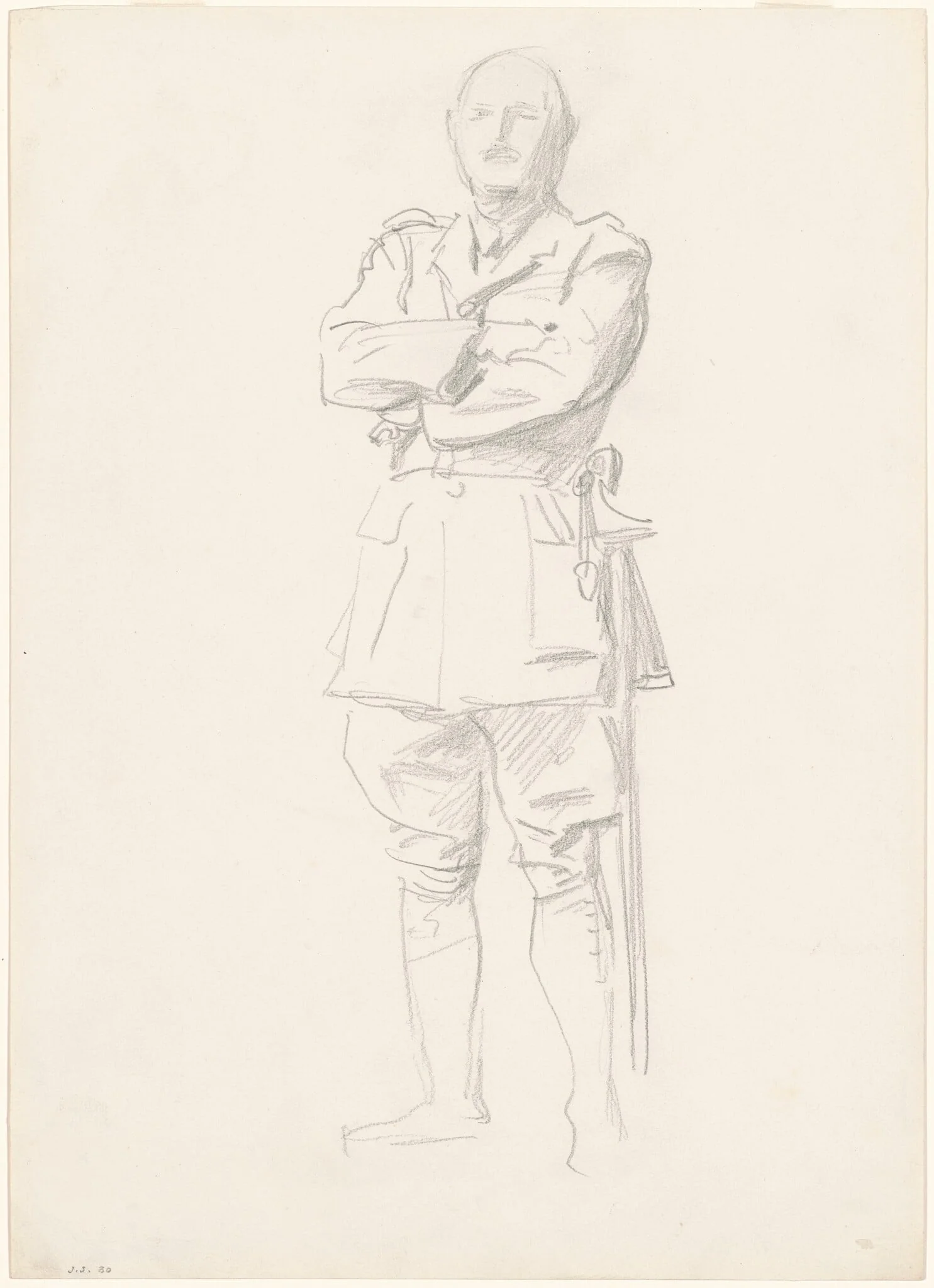 Study of General Louis Botha for "General Officers of World War I", by John Singer Sargent, graphite, 1921