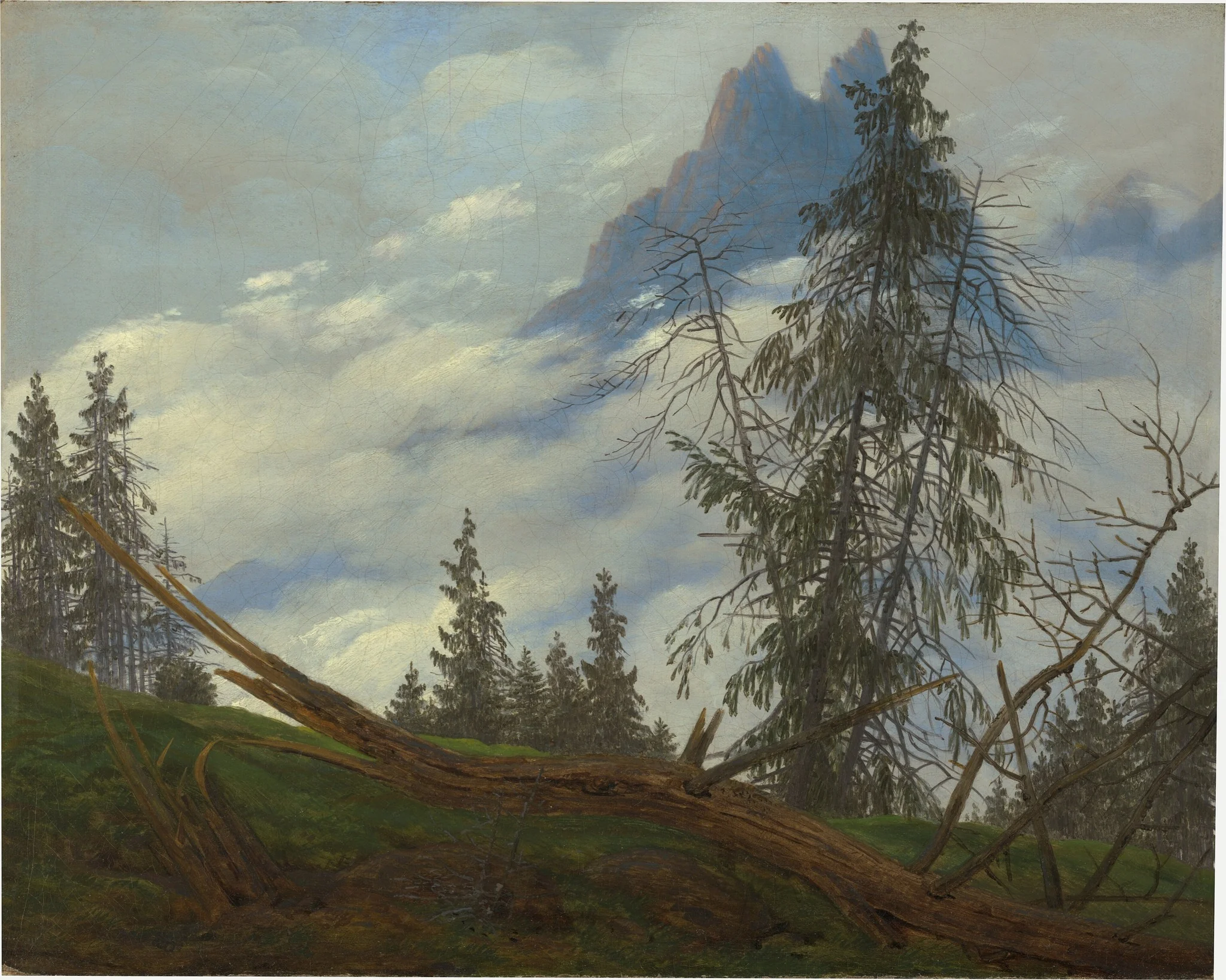 Mountain Peak with Drifting Clouds, by Caspar David Friedrich, oil, 1835